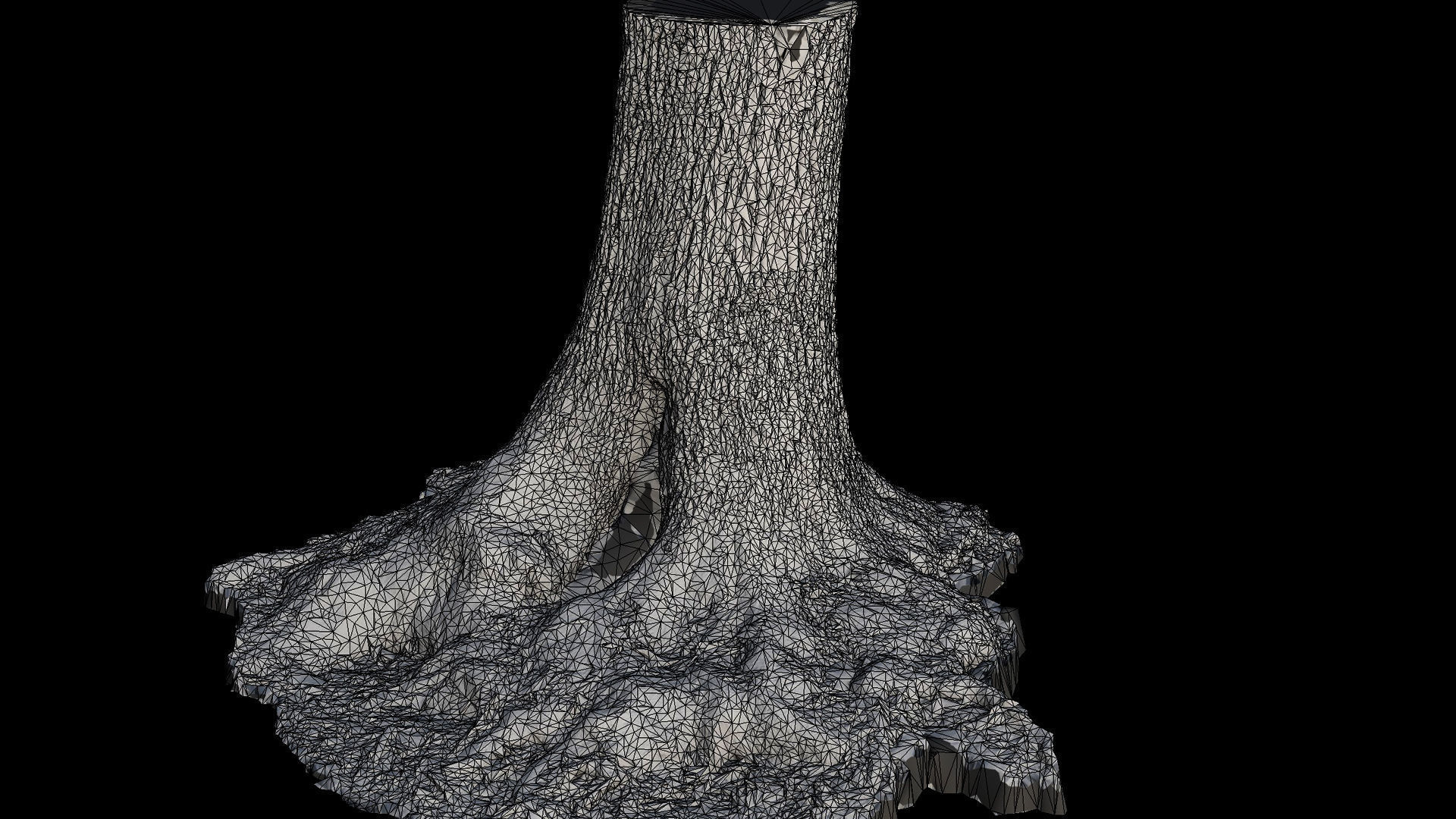 tree trunk oak wide roots ground photogrammetry Low-poly 3D model_8