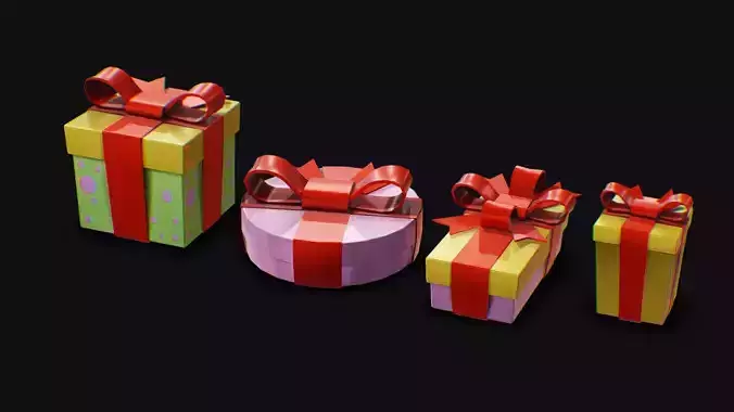 Gift Christmas Box Colorful New Year Boxes Gifts Bow
