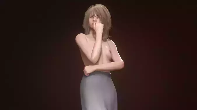 Naked girl Albie thinking  Low-poly 3D model