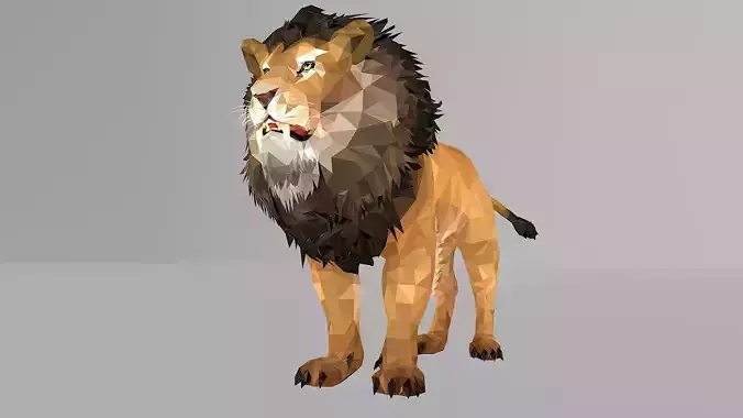 African Lion Animal Mammal Hunter Lowpoly Art Cat PolyArt