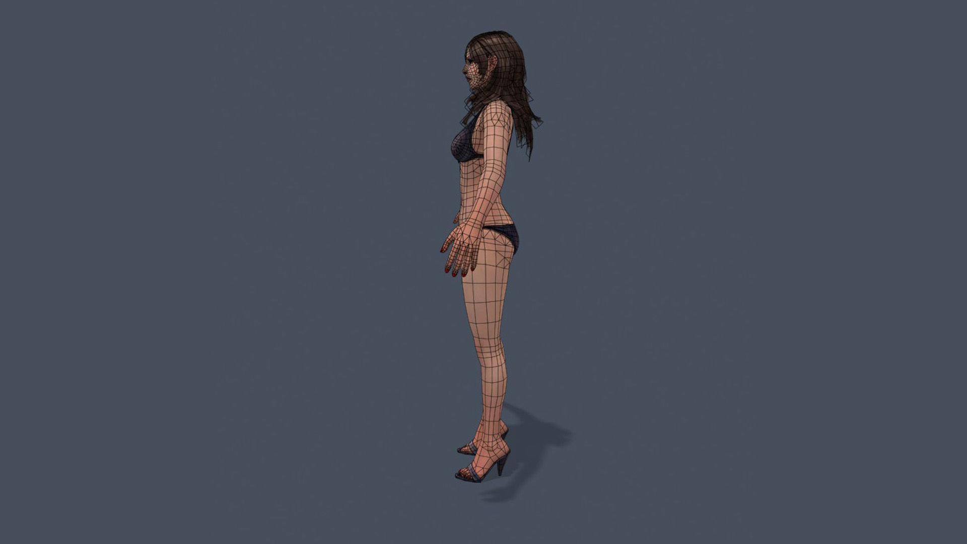 Woman Base Body Girl Female Lowpoly Lady Low-poly 3D model_29