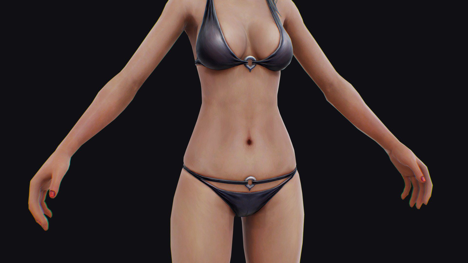 Woman Base Body Girl Female Lowpoly Lady Low-poly 3D model_10