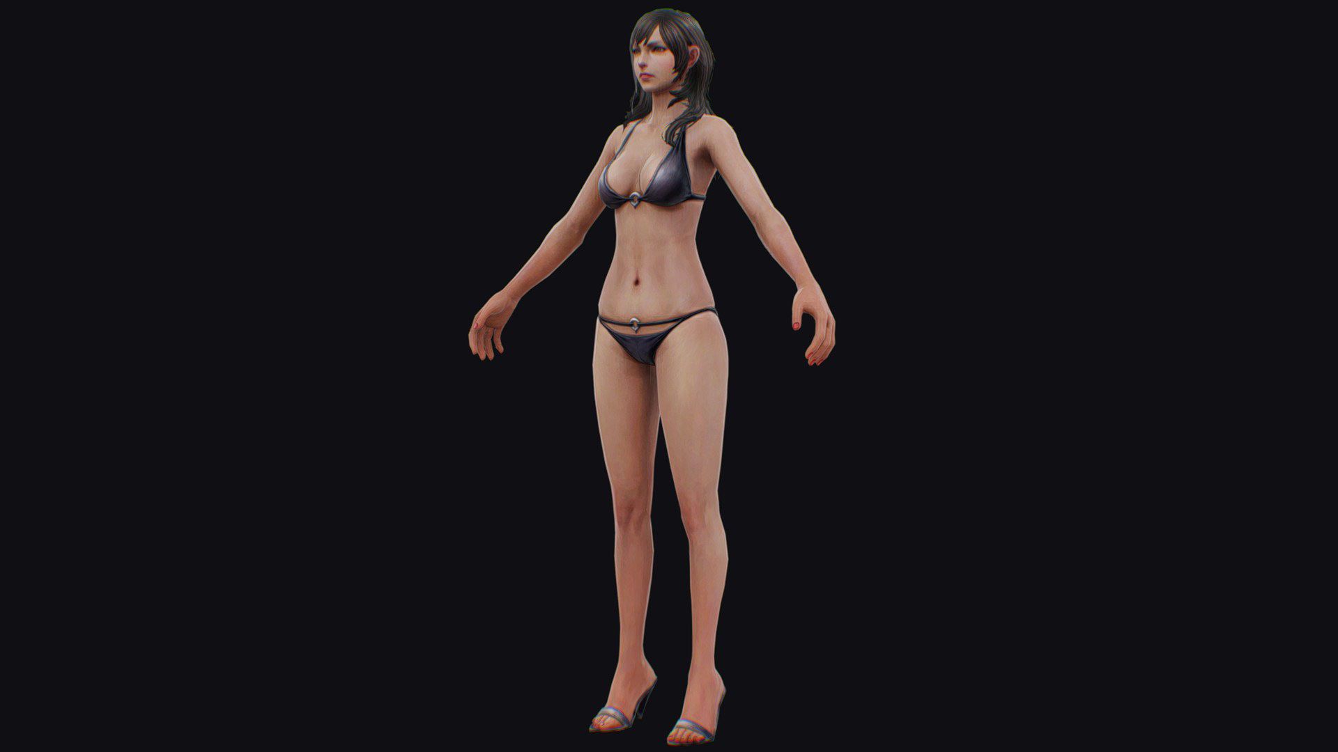Woman Base Body Girl Female Lowpoly Lady Low-poly 3D model_3