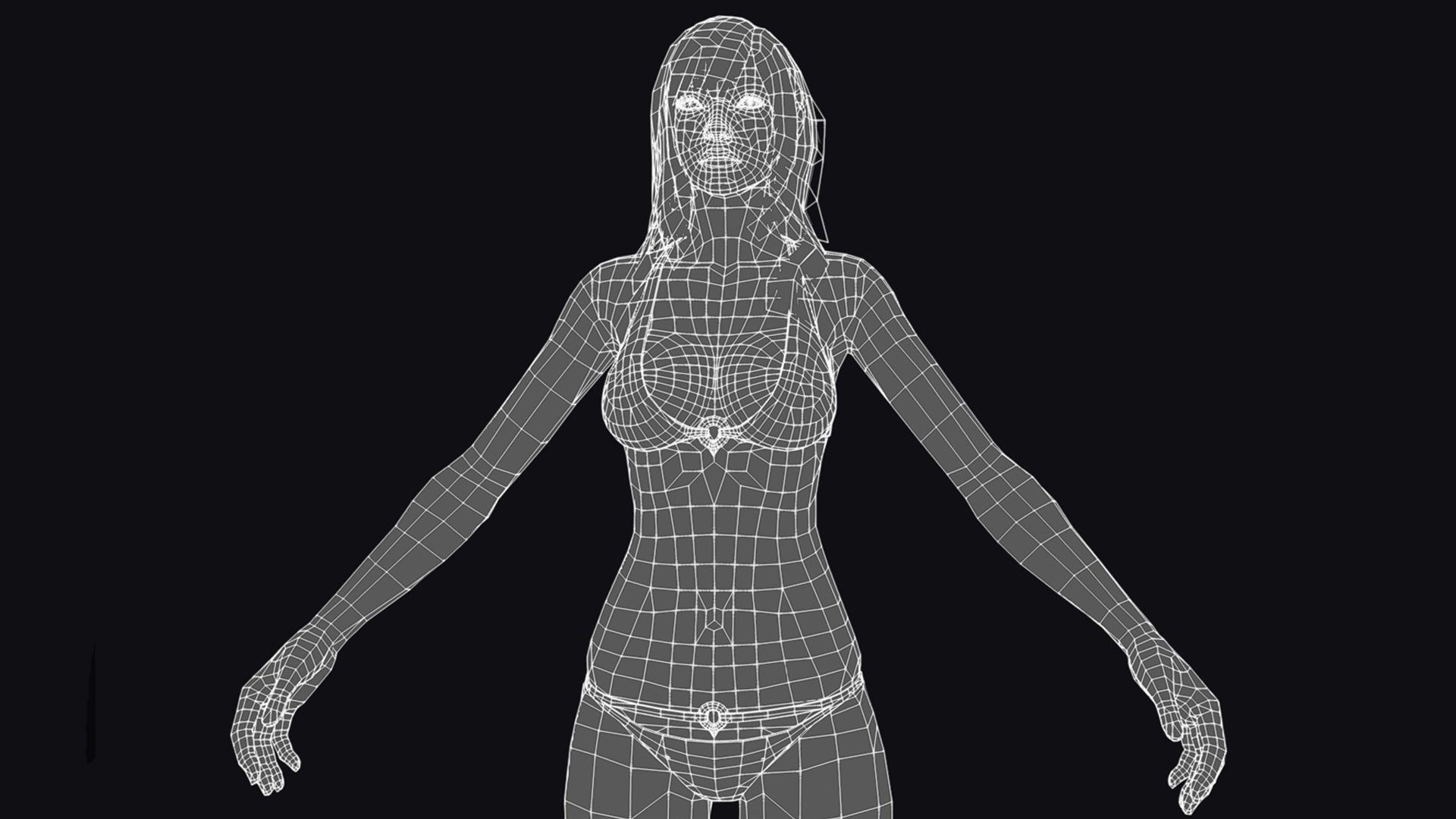 Woman Base Body Girl Female Lowpoly Lady Low-poly 3D model_17