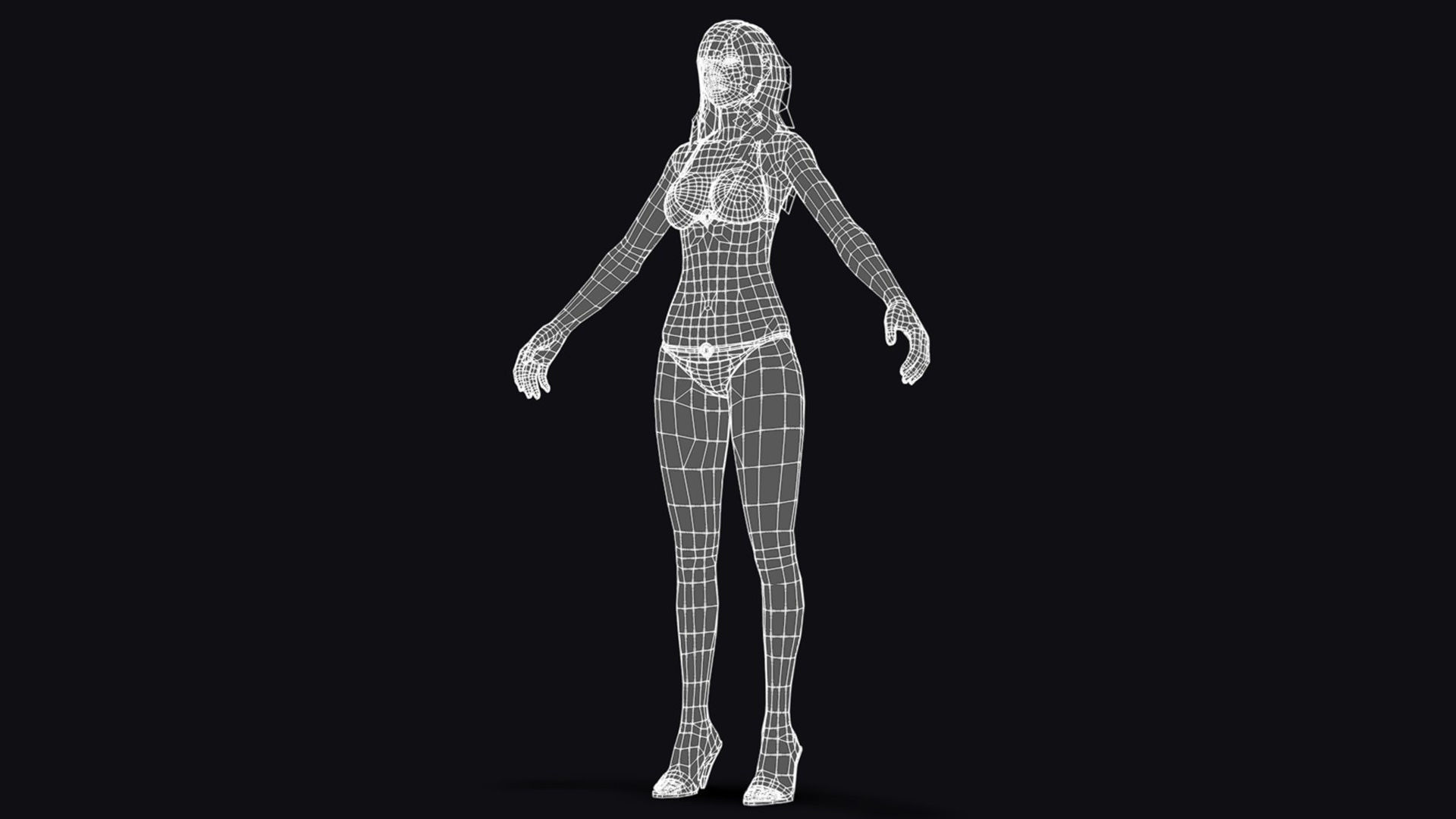 Woman Base Body Girl Female Lowpoly Lady Low-poly 3D model_13