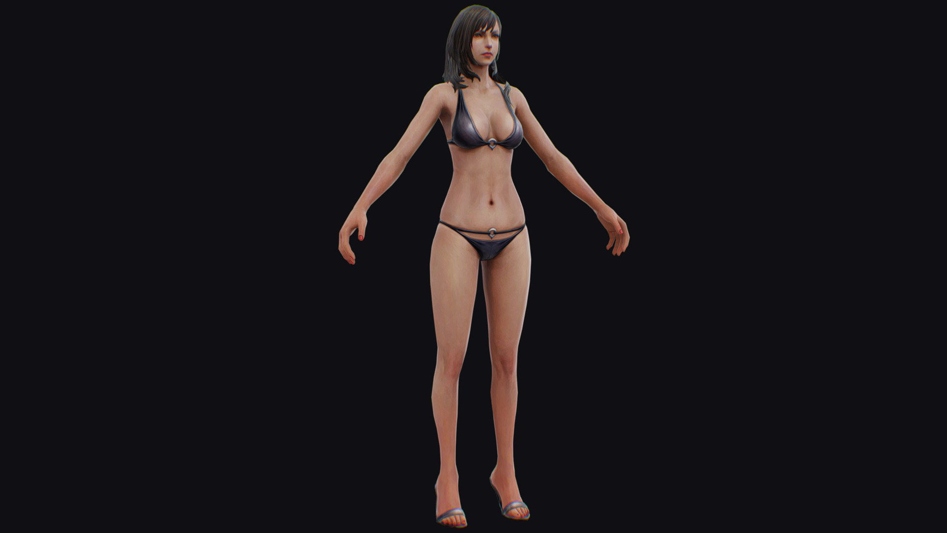 Woman Base Body Girl Female Lowpoly Lady Low-poly 3D model_2