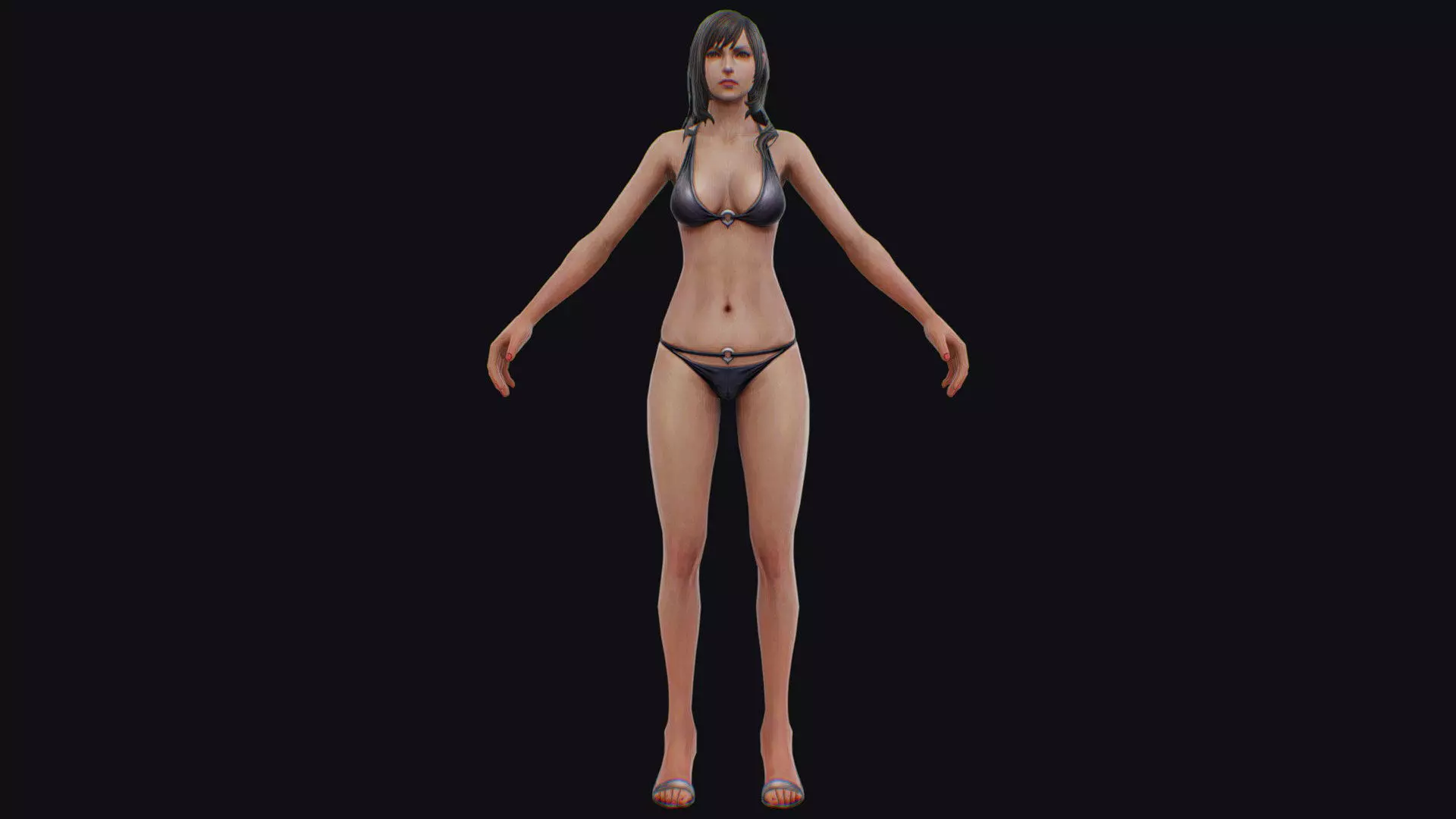 Woman Base Body Girl Female Lowpoly Lady Low-poly 3D model_0