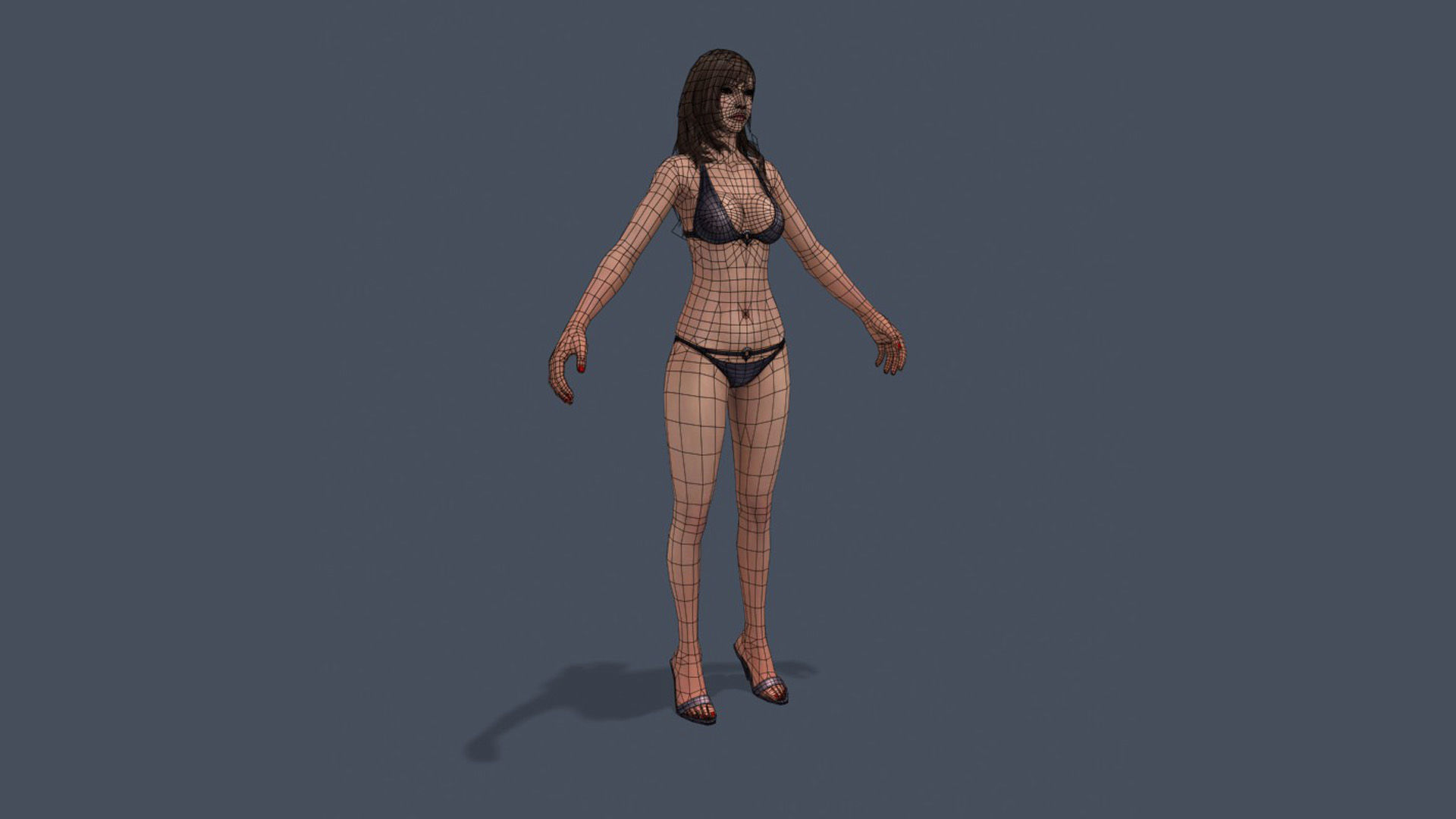 Woman Base Body Girl Female Lowpoly Lady Low-poly 3D model_25