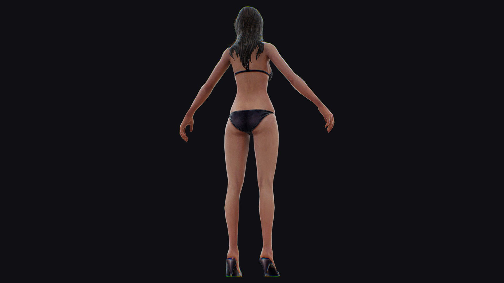 Woman Base Body Girl Female Lowpoly Lady Low-poly 3D model_6