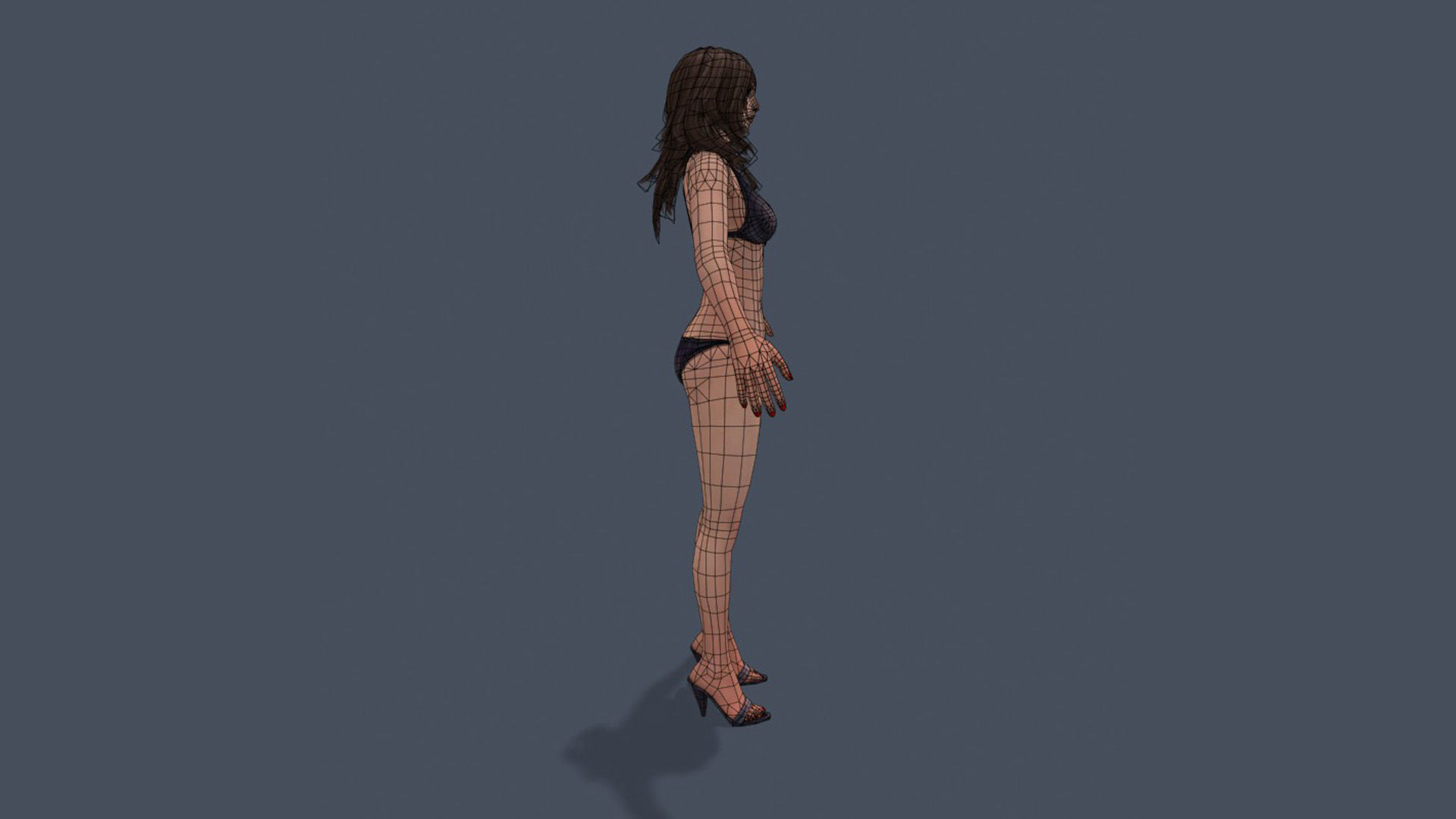 Woman Base Body Girl Female Lowpoly Lady Low-poly 3D model_26