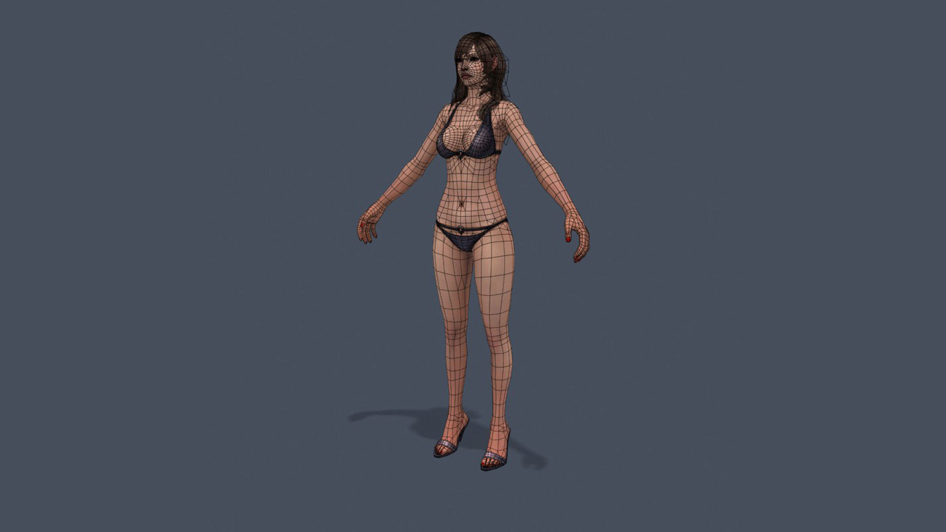 Woman Base Body Girl Female Lowpoly Lady Low-poly 3D model_24
