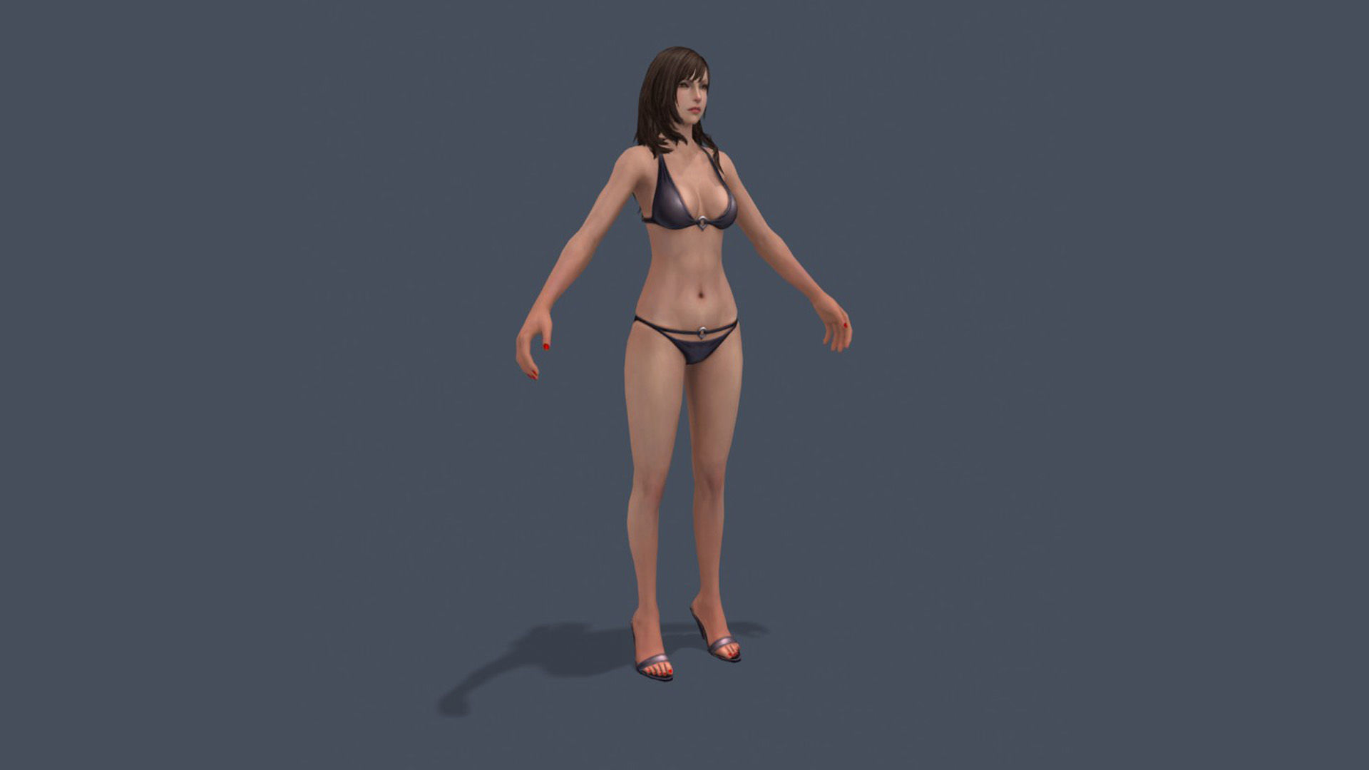 Woman Base Body Girl Female Lowpoly Lady Low-poly 3D model_19