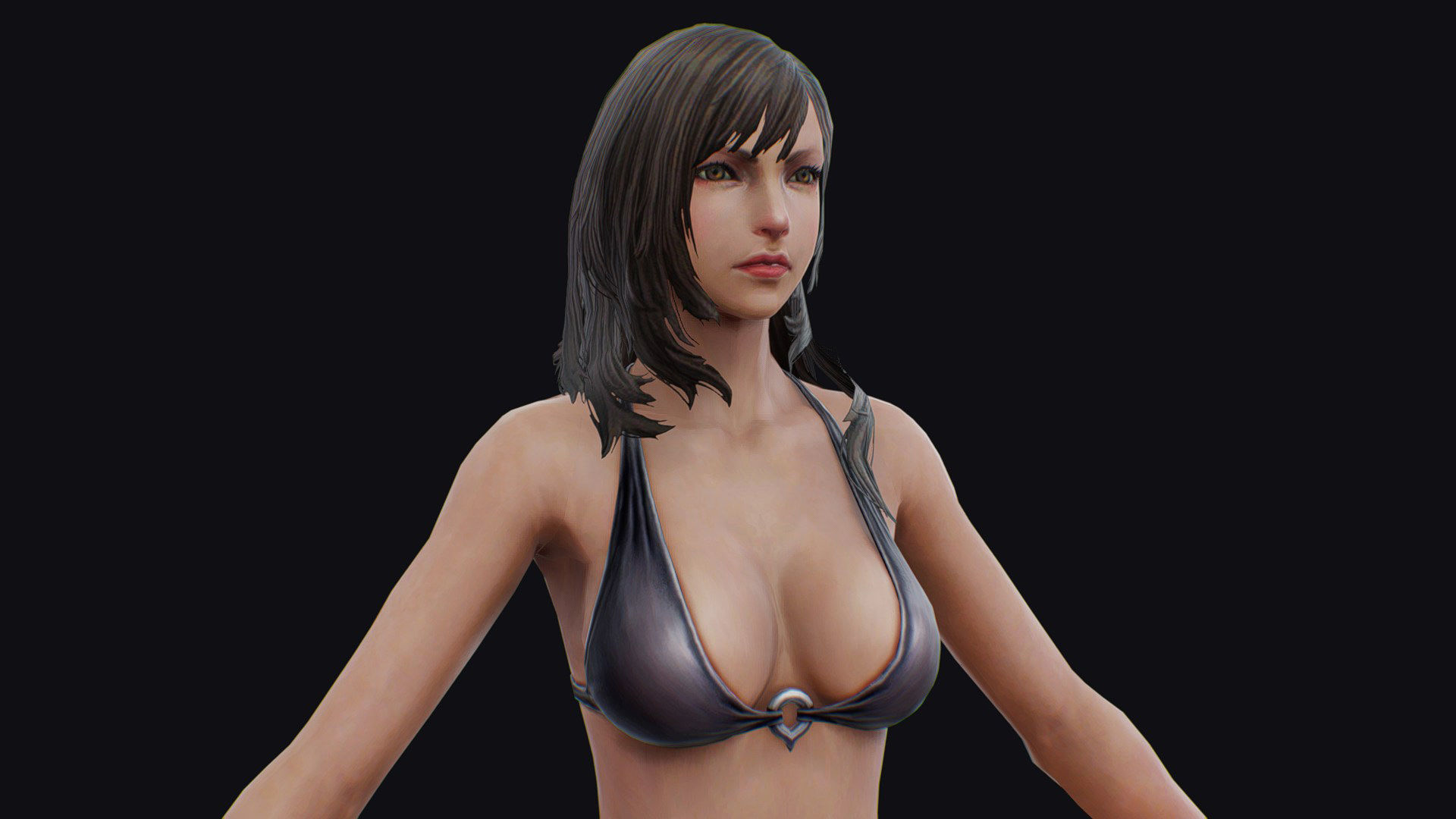 Woman Base Body Girl Female Lowpoly Lady Low-poly 3D model_9