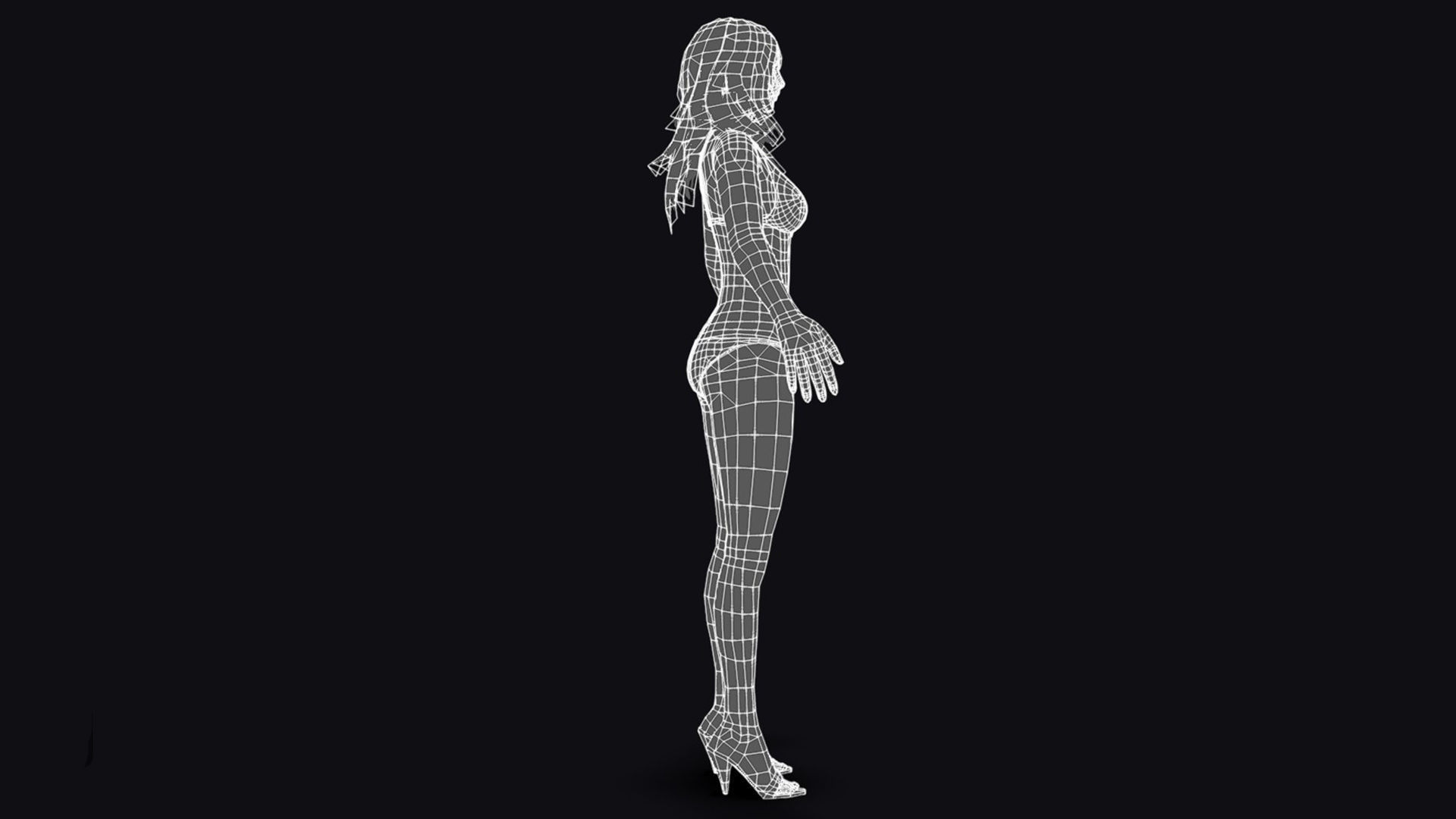 Woman Base Body Girl Female Lowpoly Lady Low-poly 3D model_14