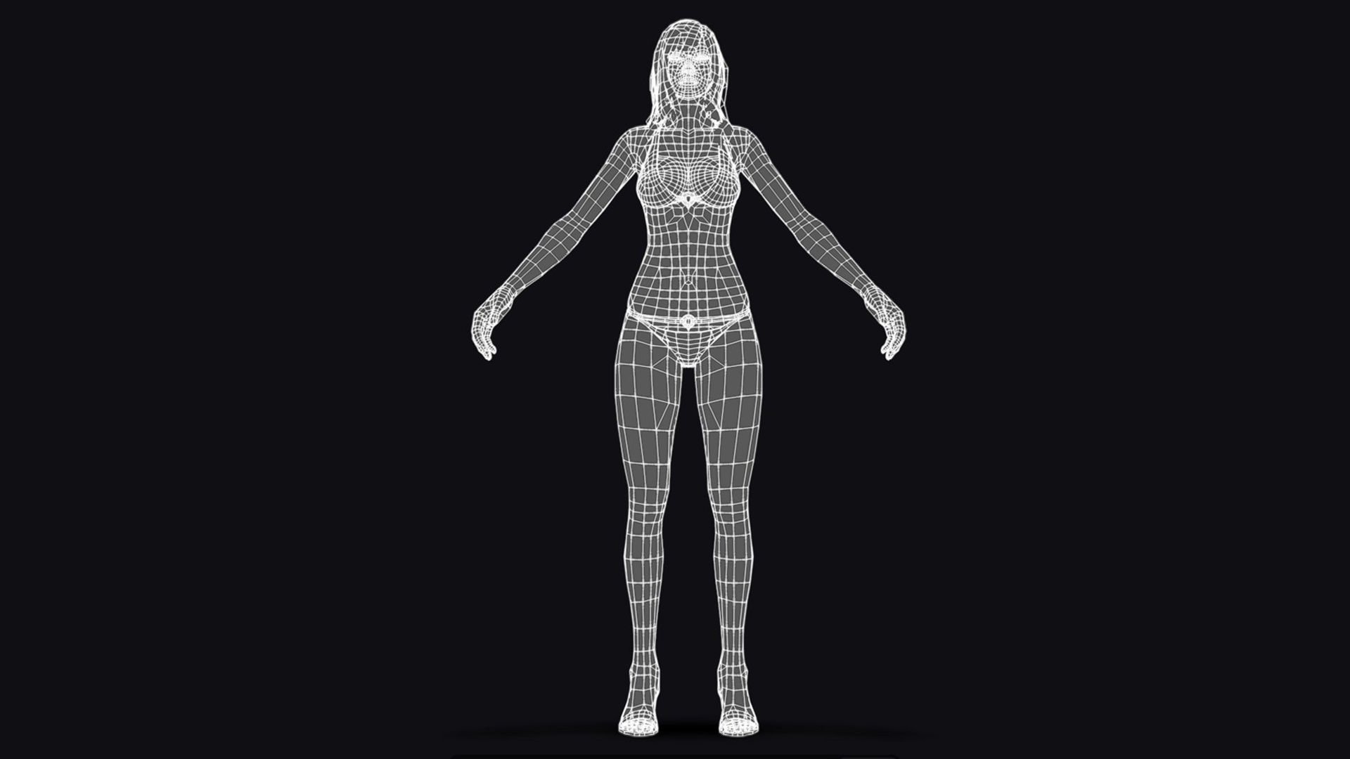 Woman Base Body Girl Female Lowpoly Lady Low-poly 3D model_12