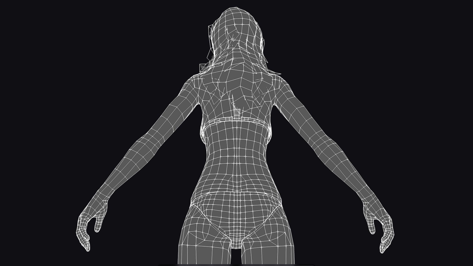 Woman Base Body Girl Female Lowpoly Lady Low-poly 3D model_16