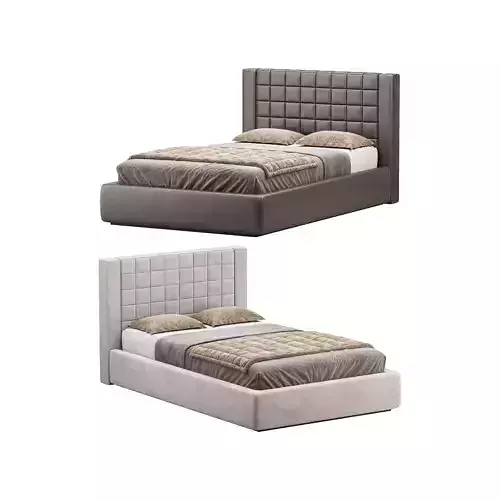 Single bed with upholstered headboard