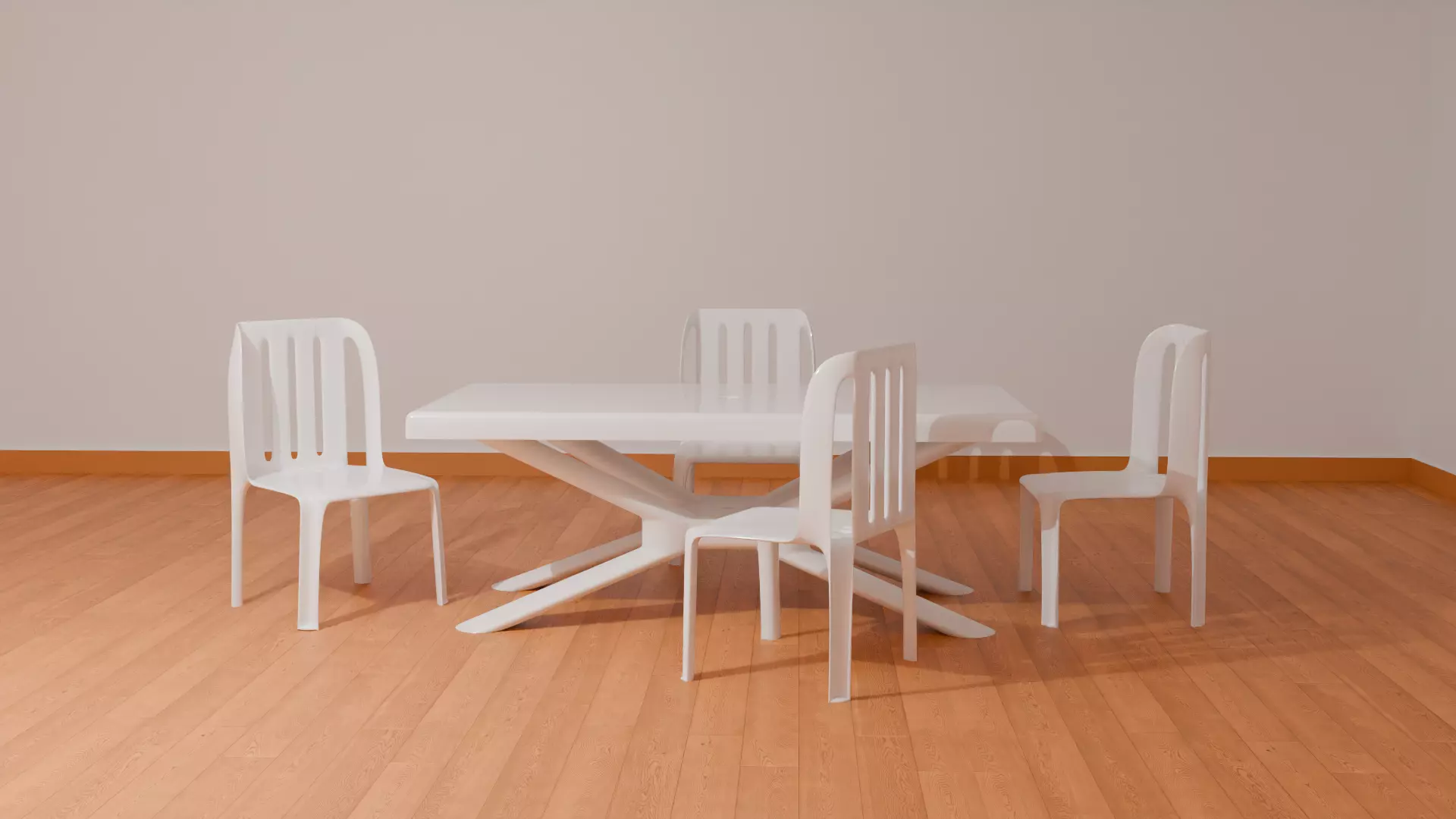 Plastic Table and Chairs  Free 3D model_0