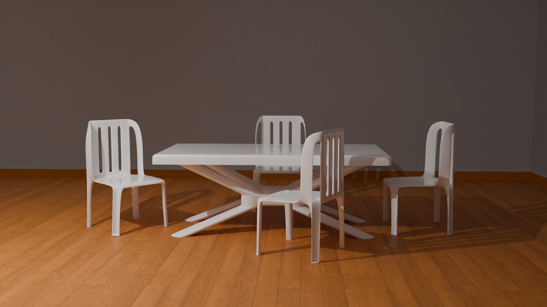 Plastic Table and Chairs  Free 3D model_1