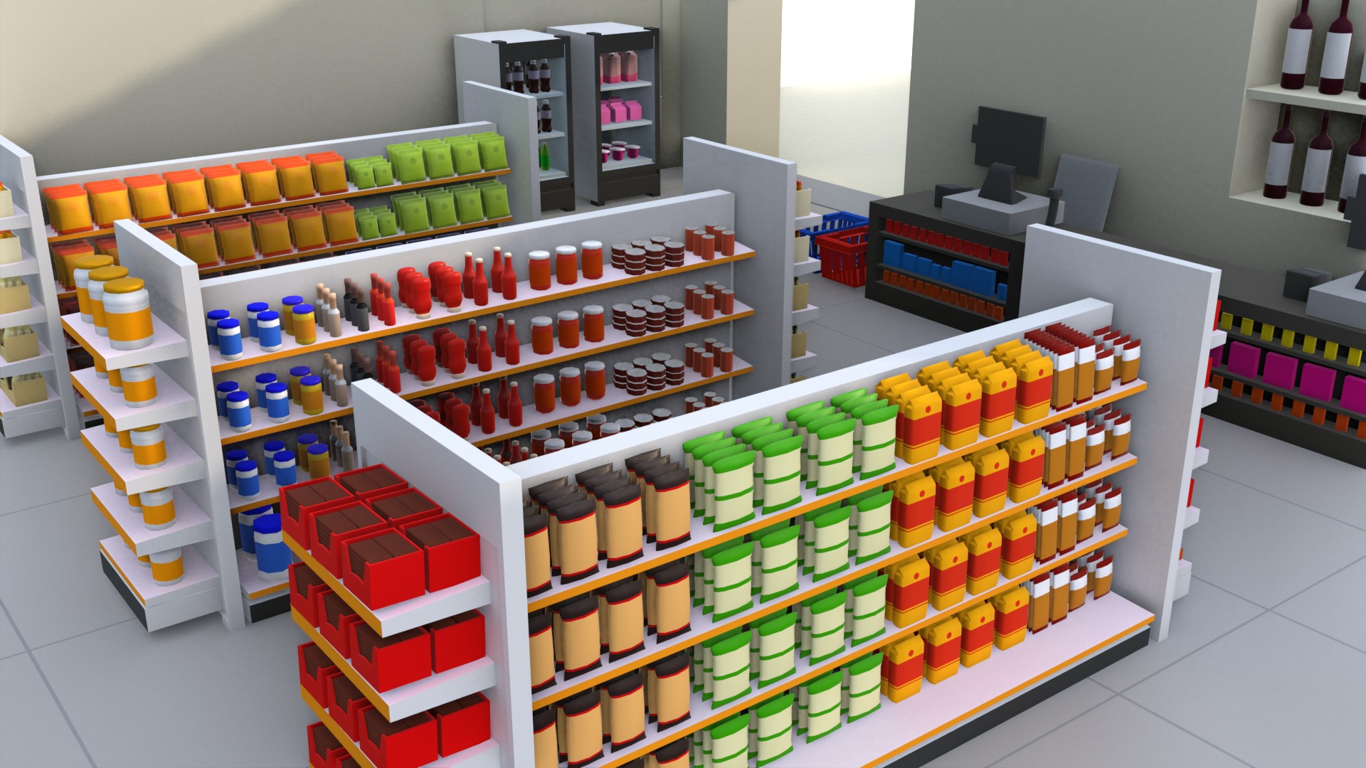 Convenience Store Lowpoly  Low-poly 3D model_1