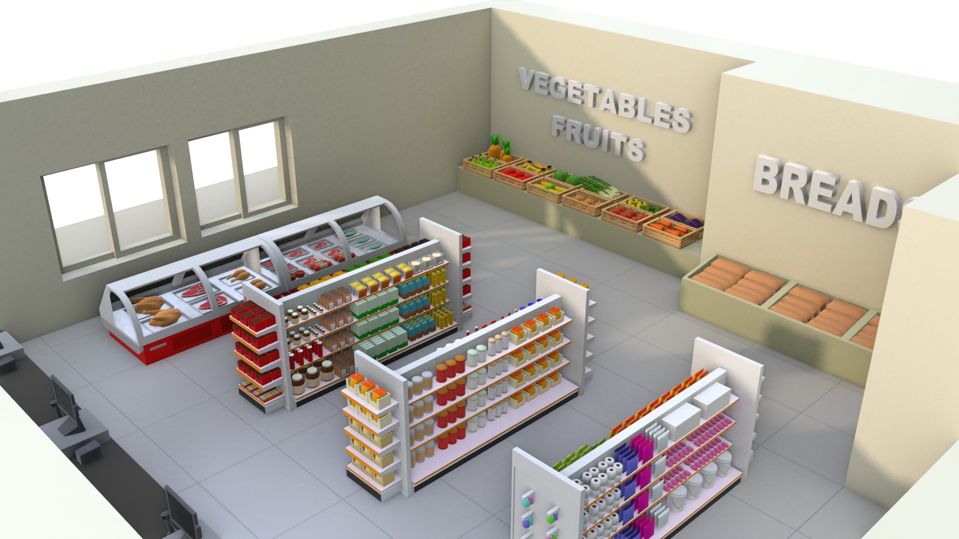 Convenience Store Lowpoly  Low-poly 3D model_7