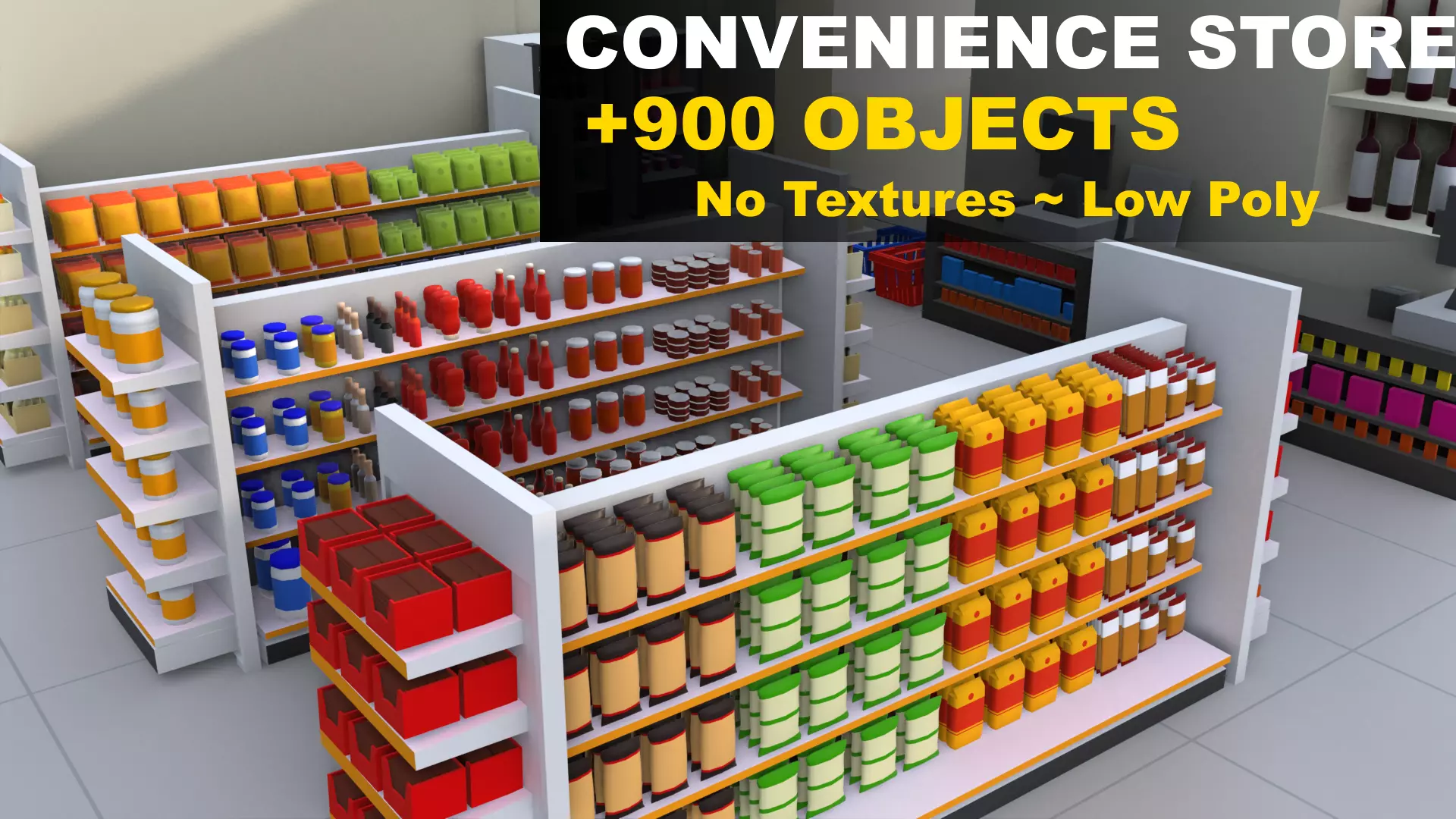 Convenience Store 900 Market Assets Low-poly 3D model