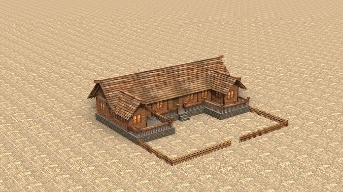 Village House 3D Model Low Poly Medieval Low-poly 3D model 5