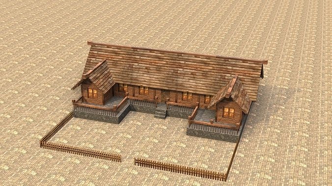 Village House 3D Model Low Poly Medieval Low-poly 3D model 4