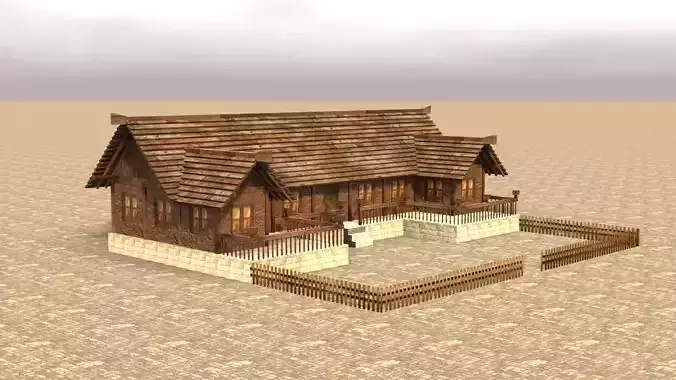 Realistic Medieval Village House Low Poly Low-poly 3D model