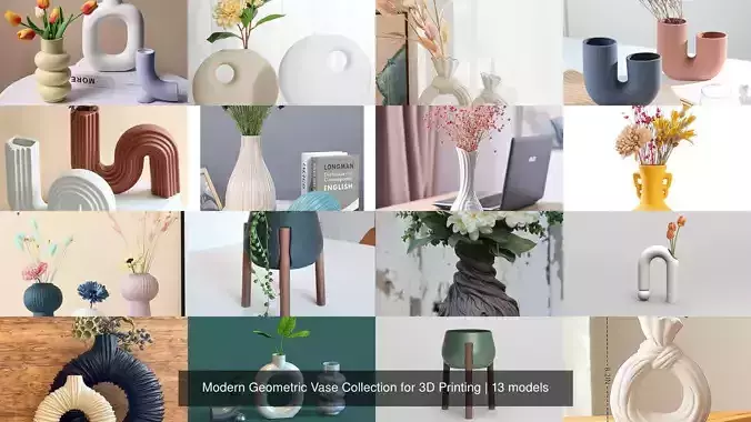 Modern Geometric Vase Collection for 3D Printing 