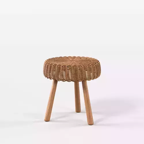 Wicker Rattan Stools by Tony Paul 1950s Low-poly 3D model