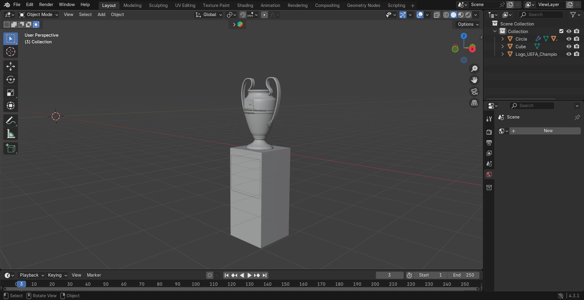 Champions League cup 3D model_13