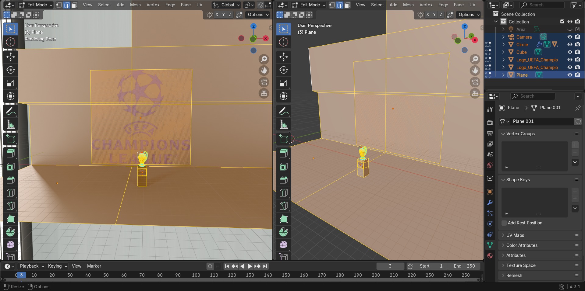 Champions League cup 3D model_11