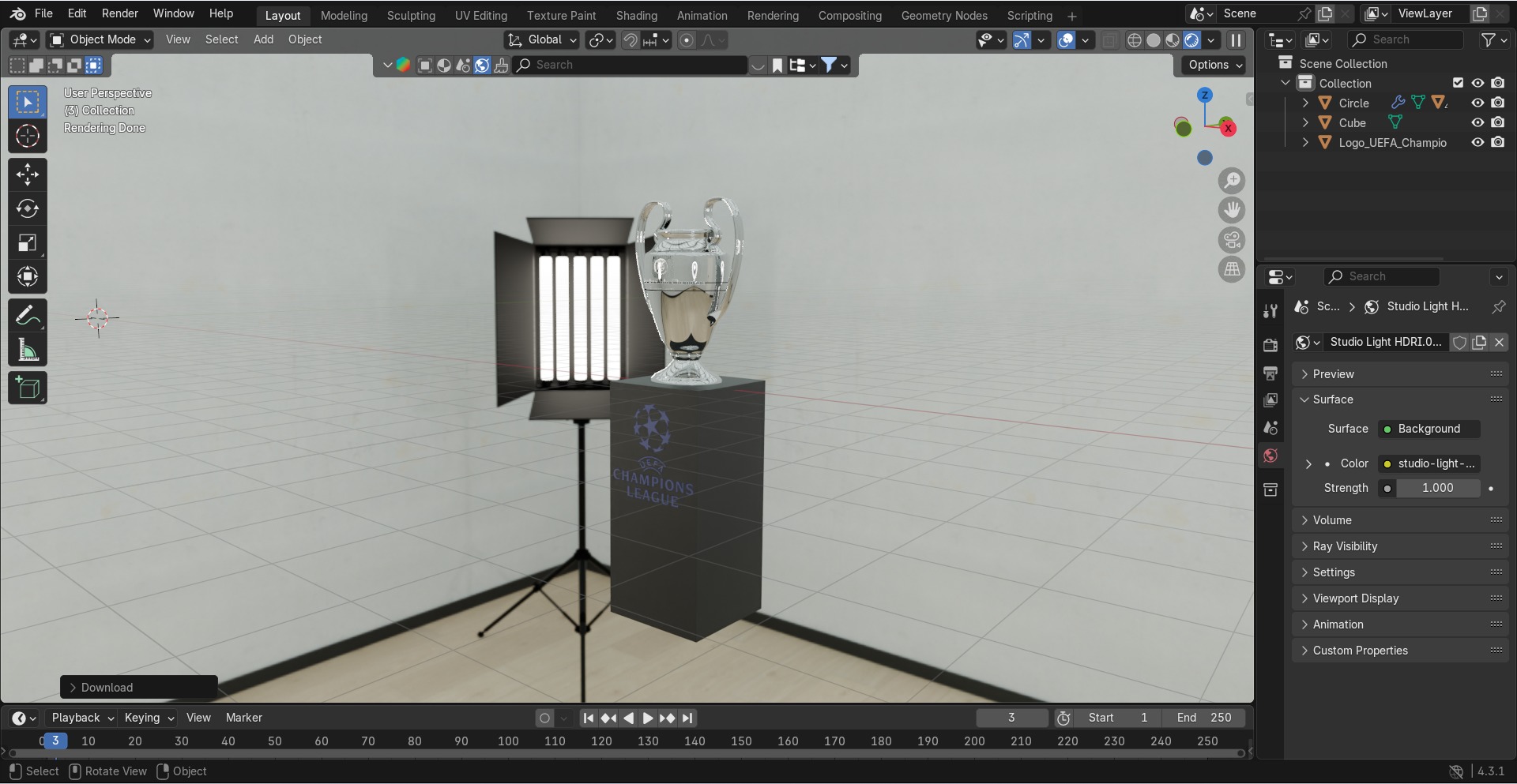 Champions League cup 3D model_14