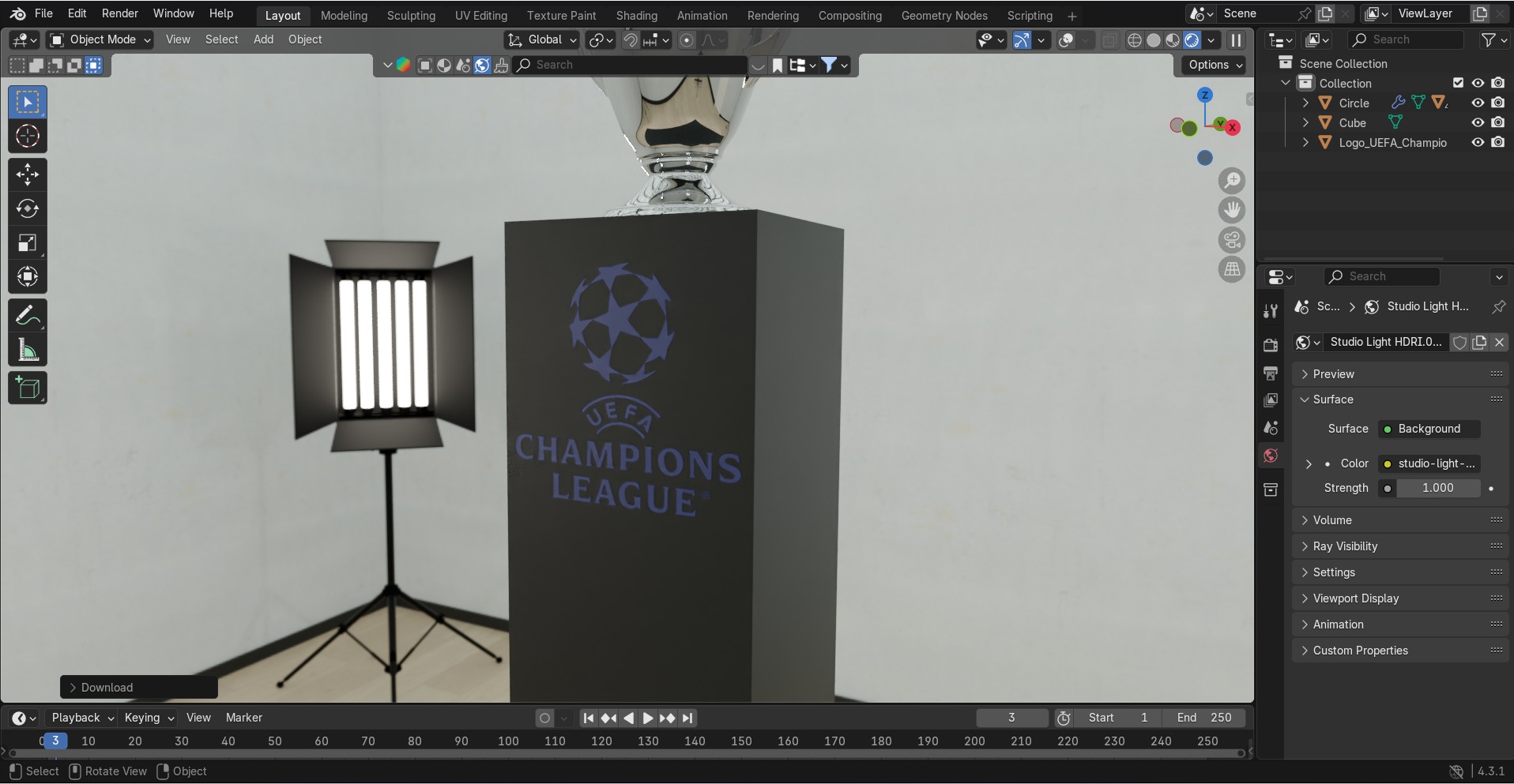 Champions League cup 3D model_15