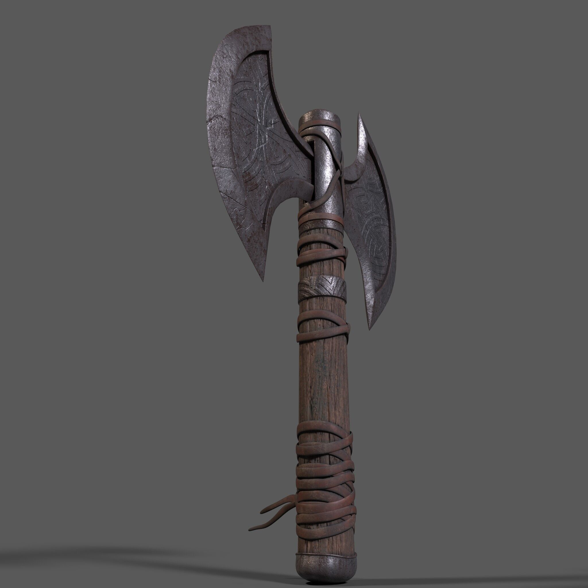 Viking Battle Axe Low-poly 3D model_4