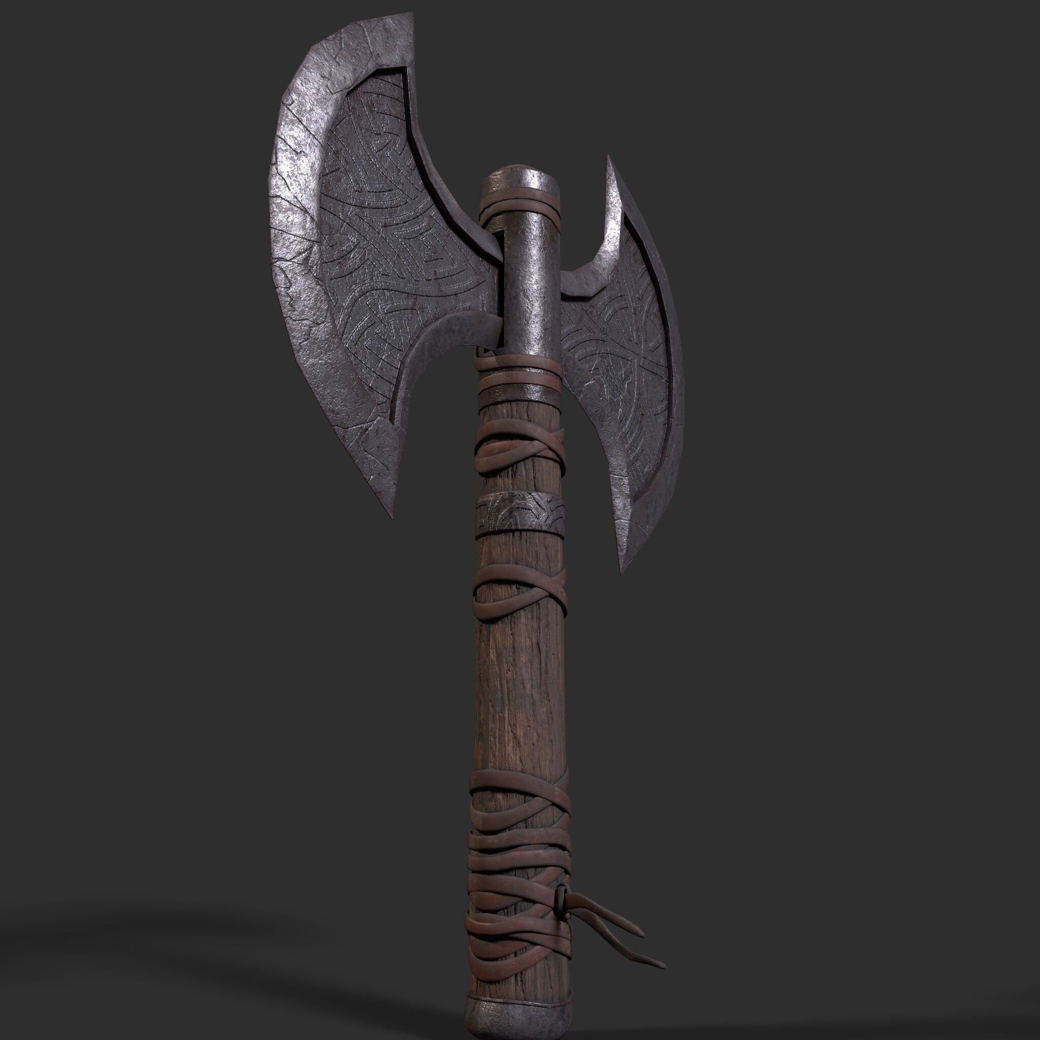Viking Battle Axe Low-poly 3D model_12