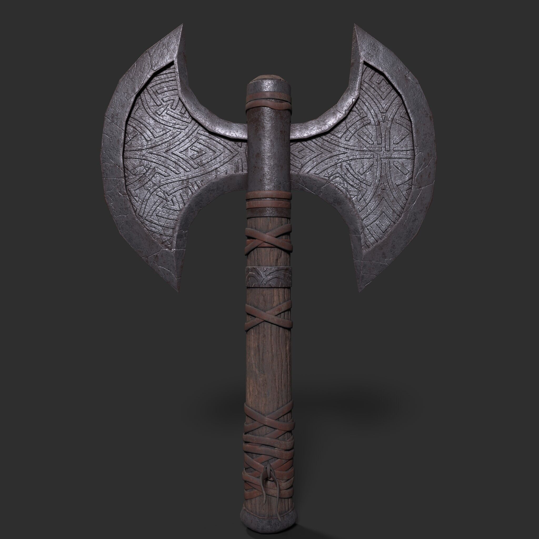 Viking Battle Axe Low-poly 3D model_11