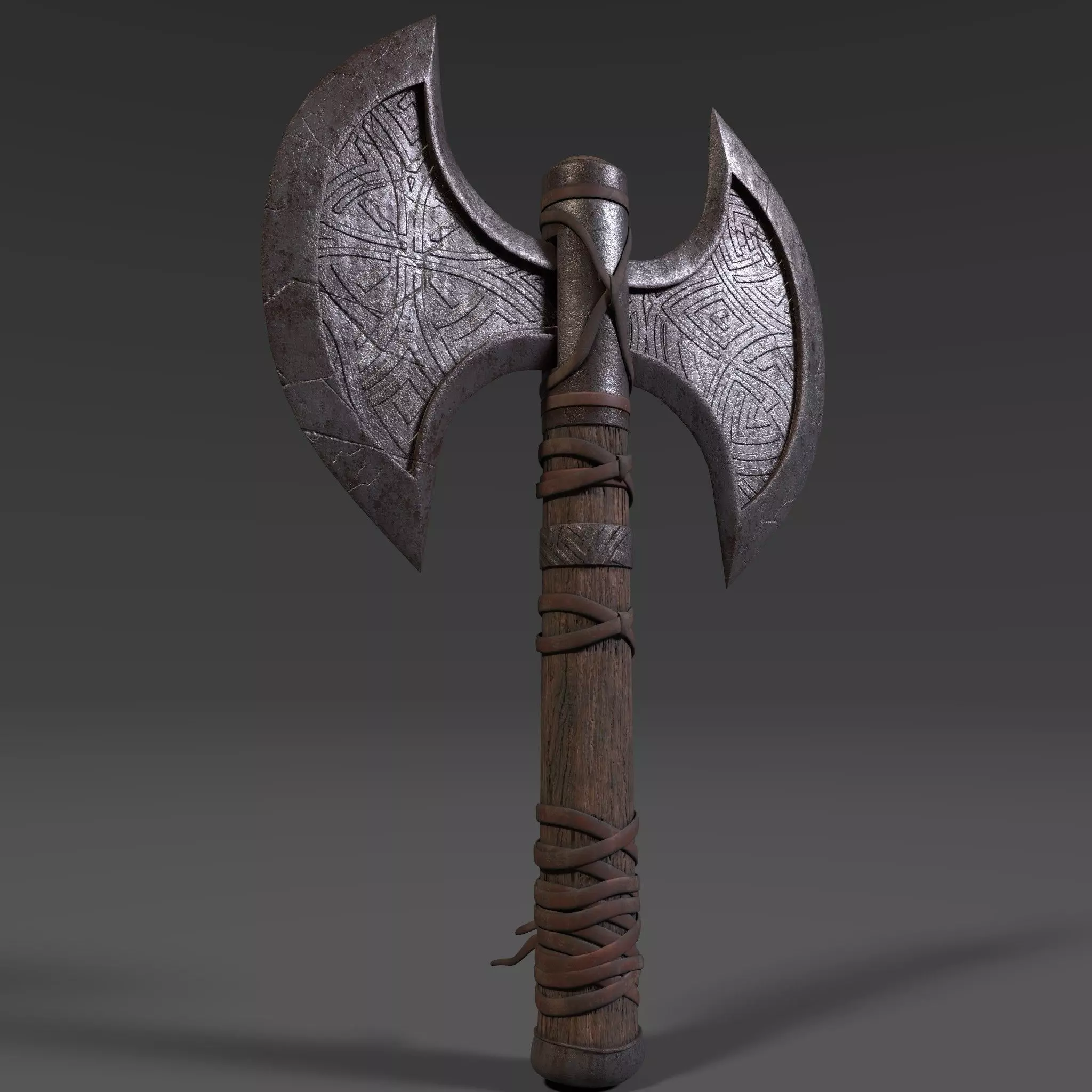Viking Battle Axe Low-poly 3D model_0