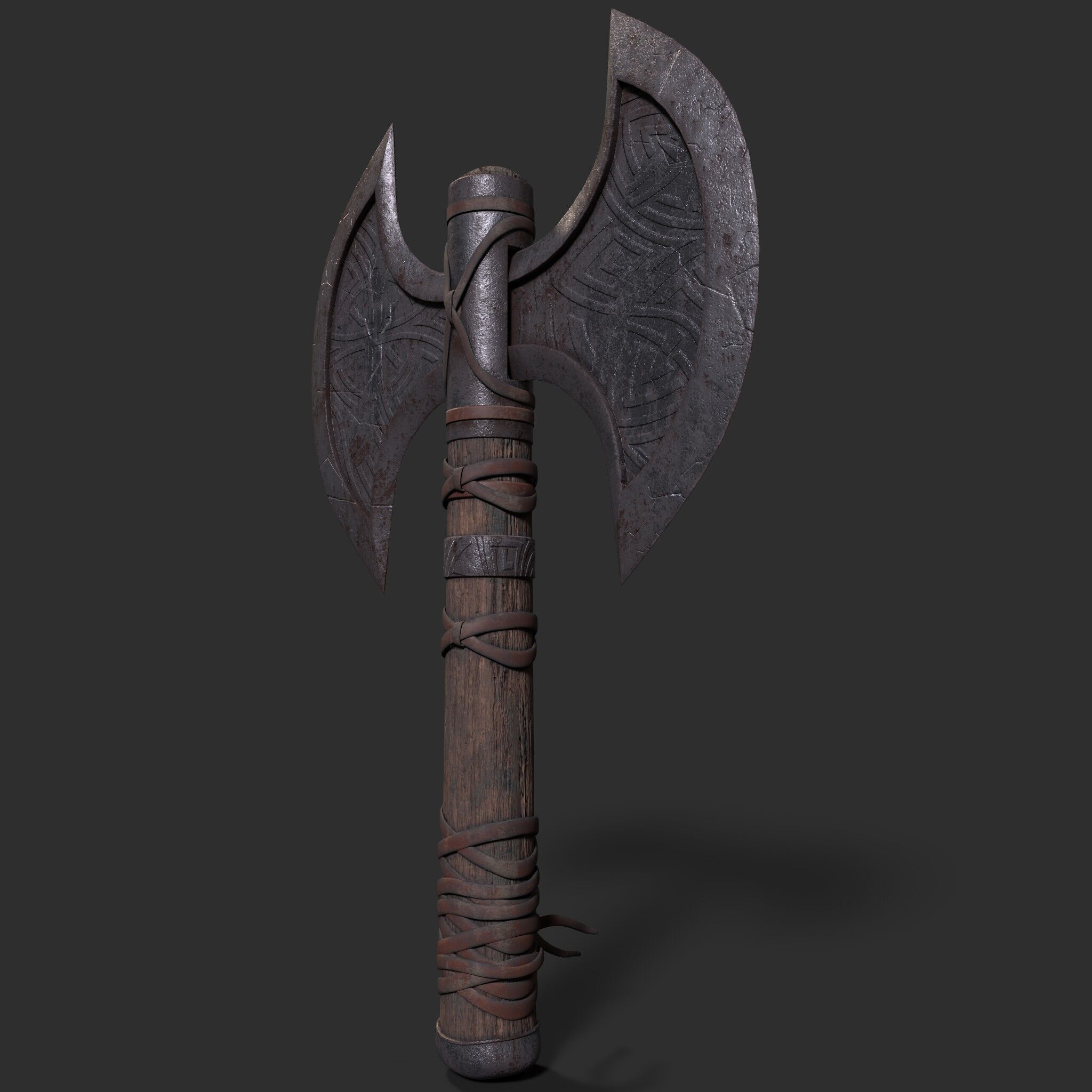 Viking Battle Axe Low-poly 3D model_7
