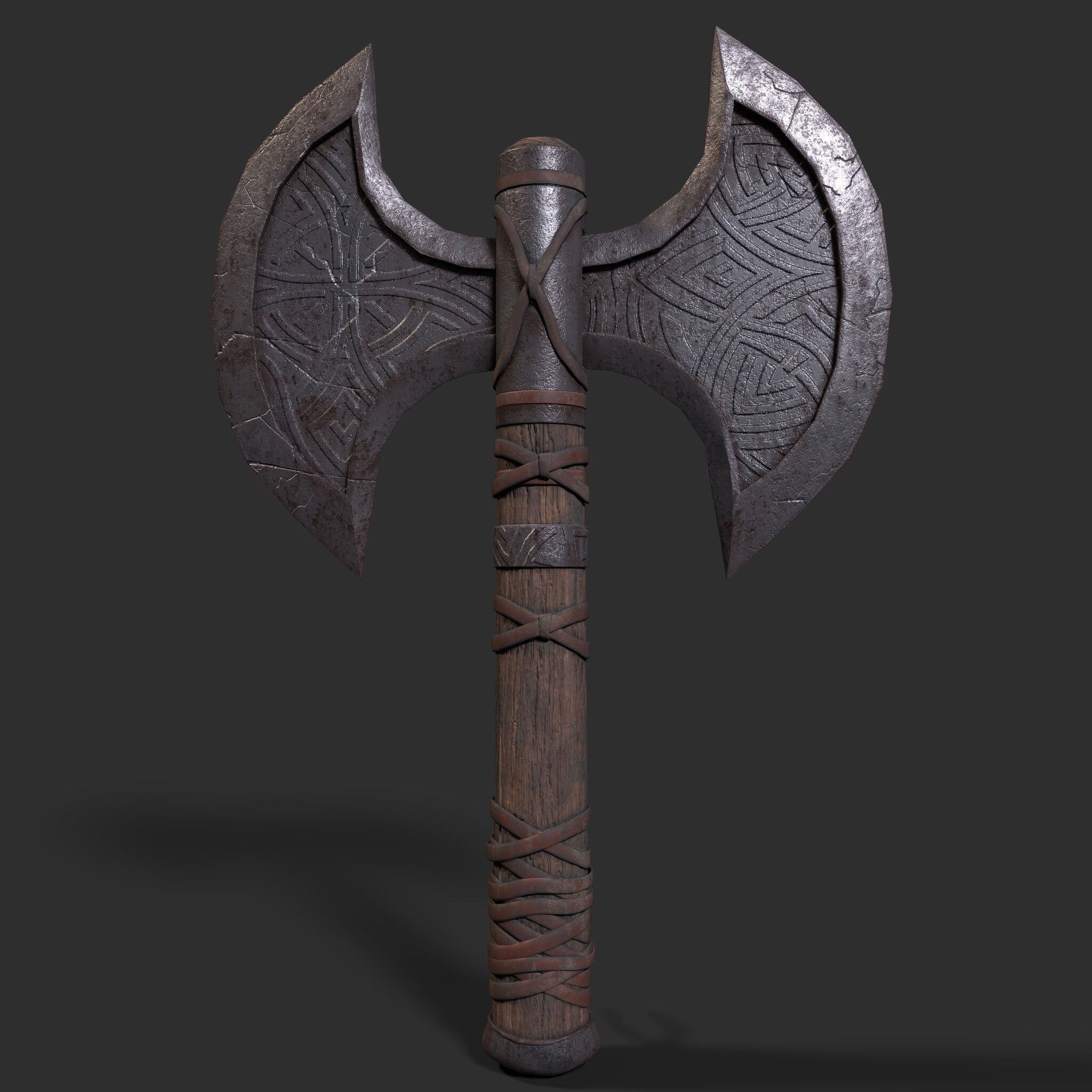 Viking Battle Axe Low-poly 3D model_15