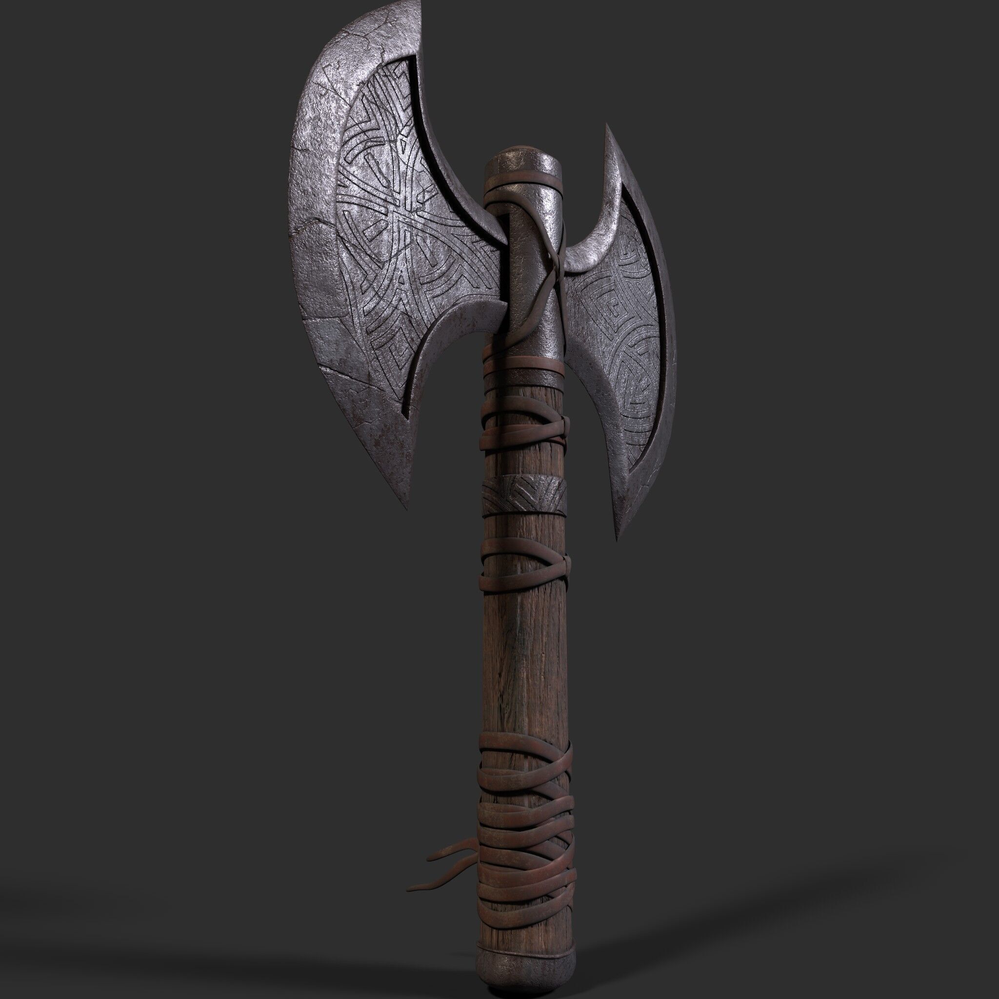 Viking Battle Axe Low-poly 3D model_8