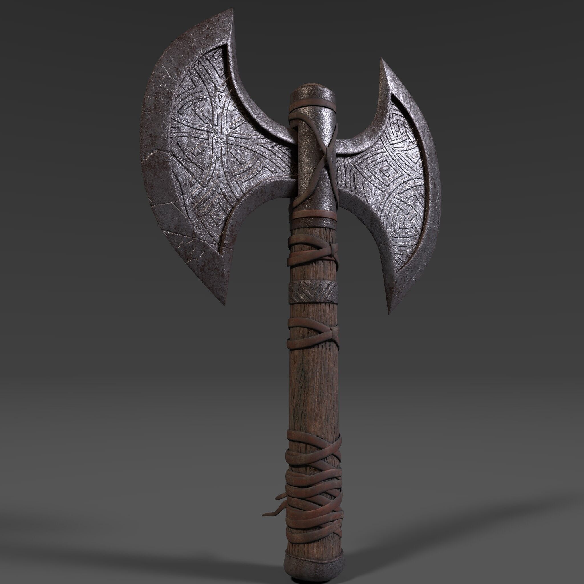 Viking Battle Axe Low-poly 3D model_3