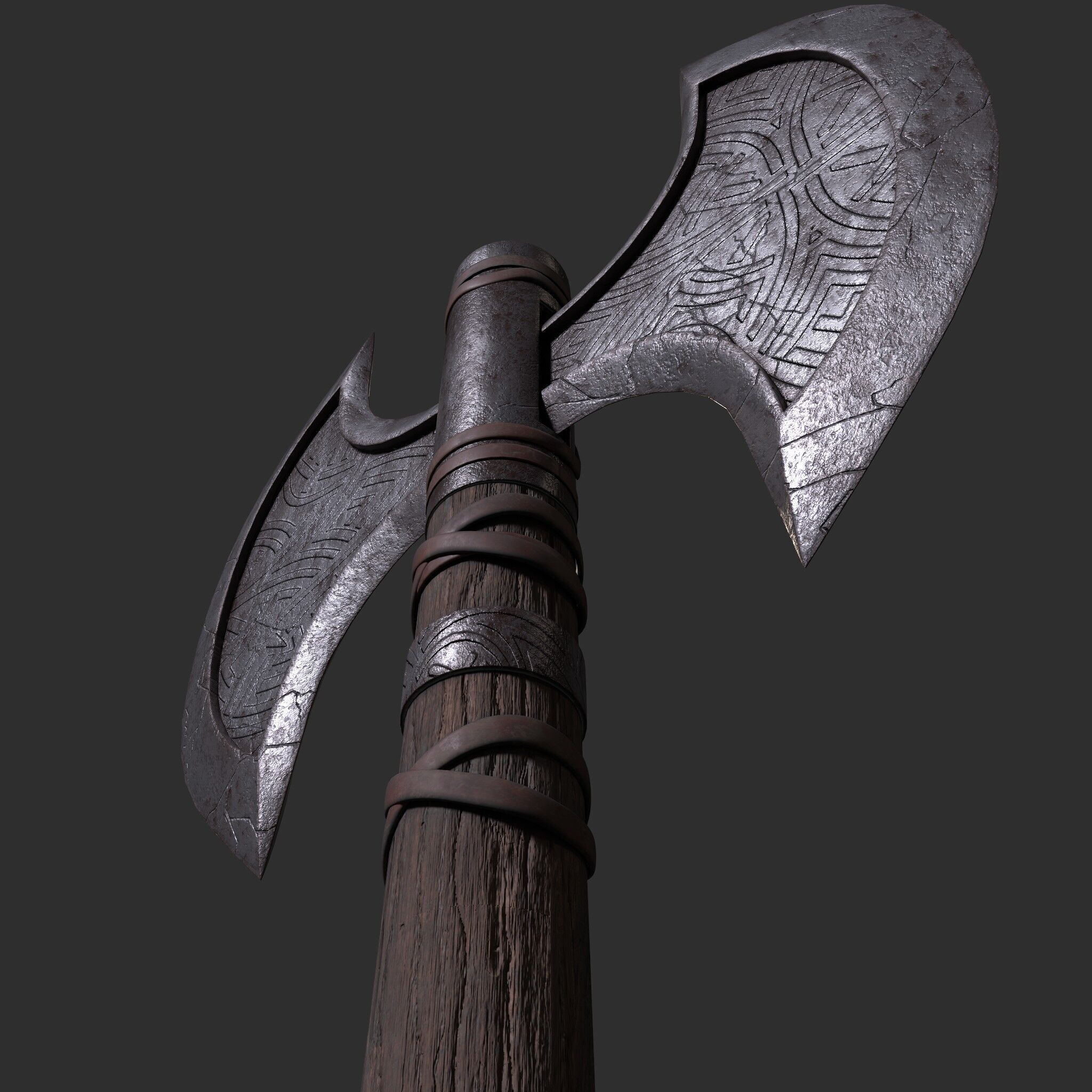 Viking Battle Axe Low-poly 3D model_2