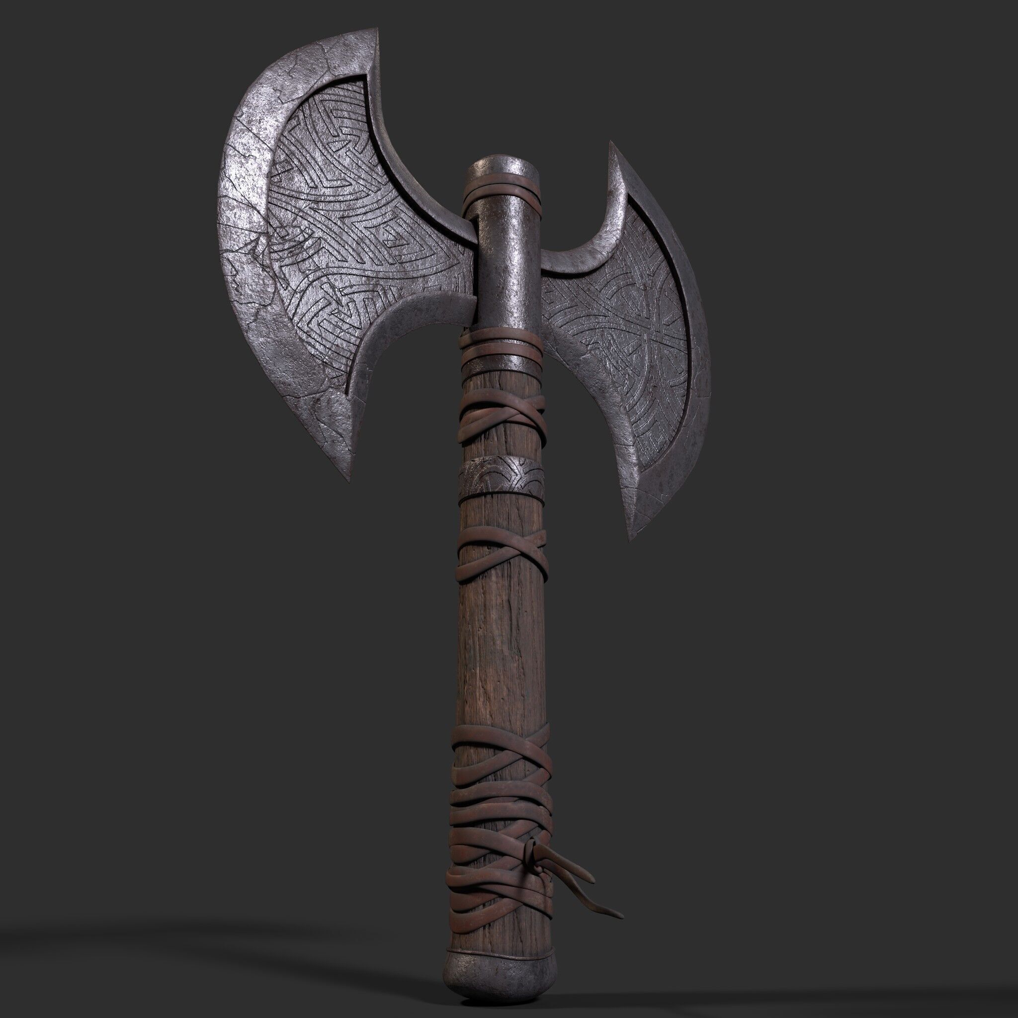 Viking Battle Axe Low-poly 3D model_6