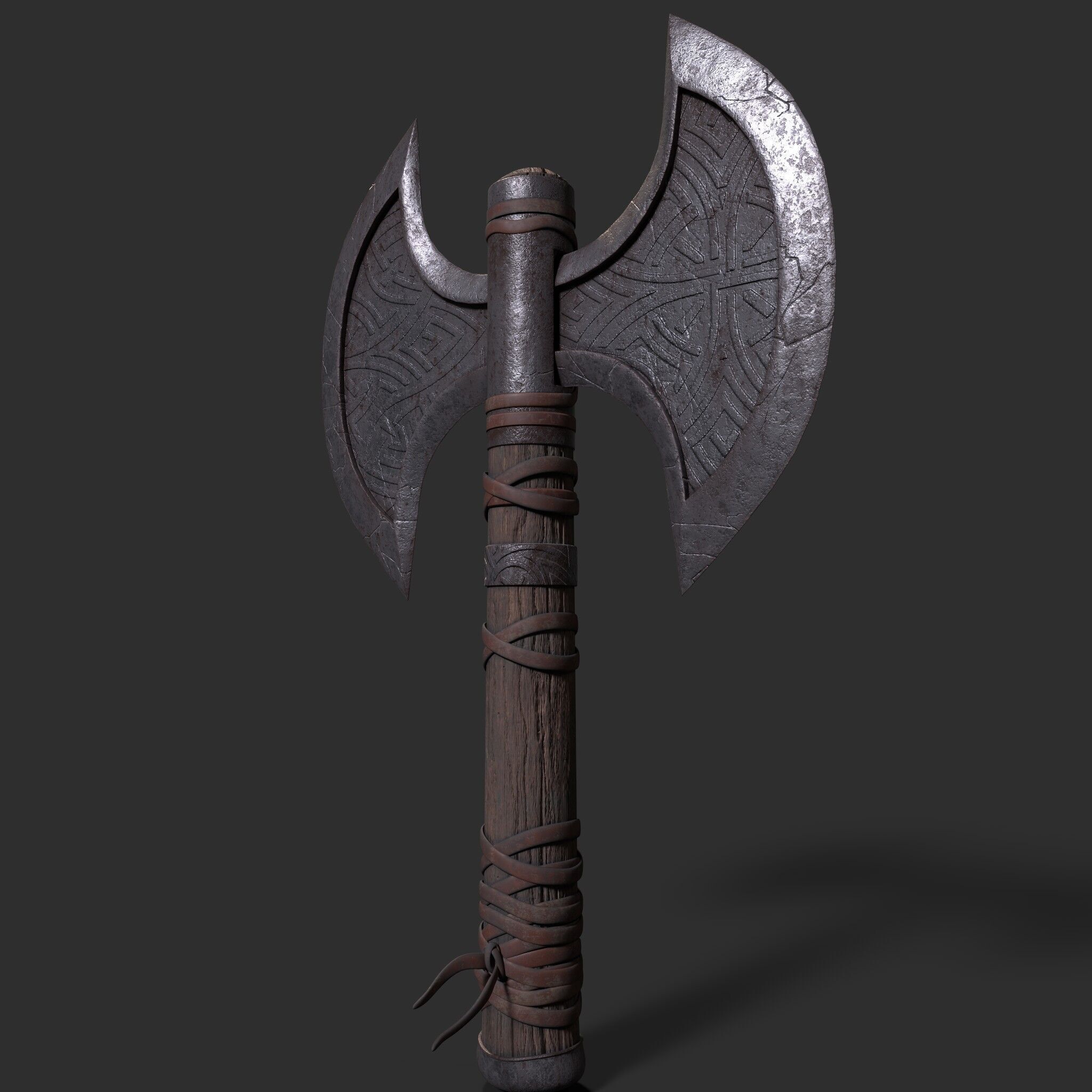 Viking Battle Axe Low-poly 3D model_5