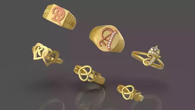 Diamond Couple Ring  6 pis - 0012