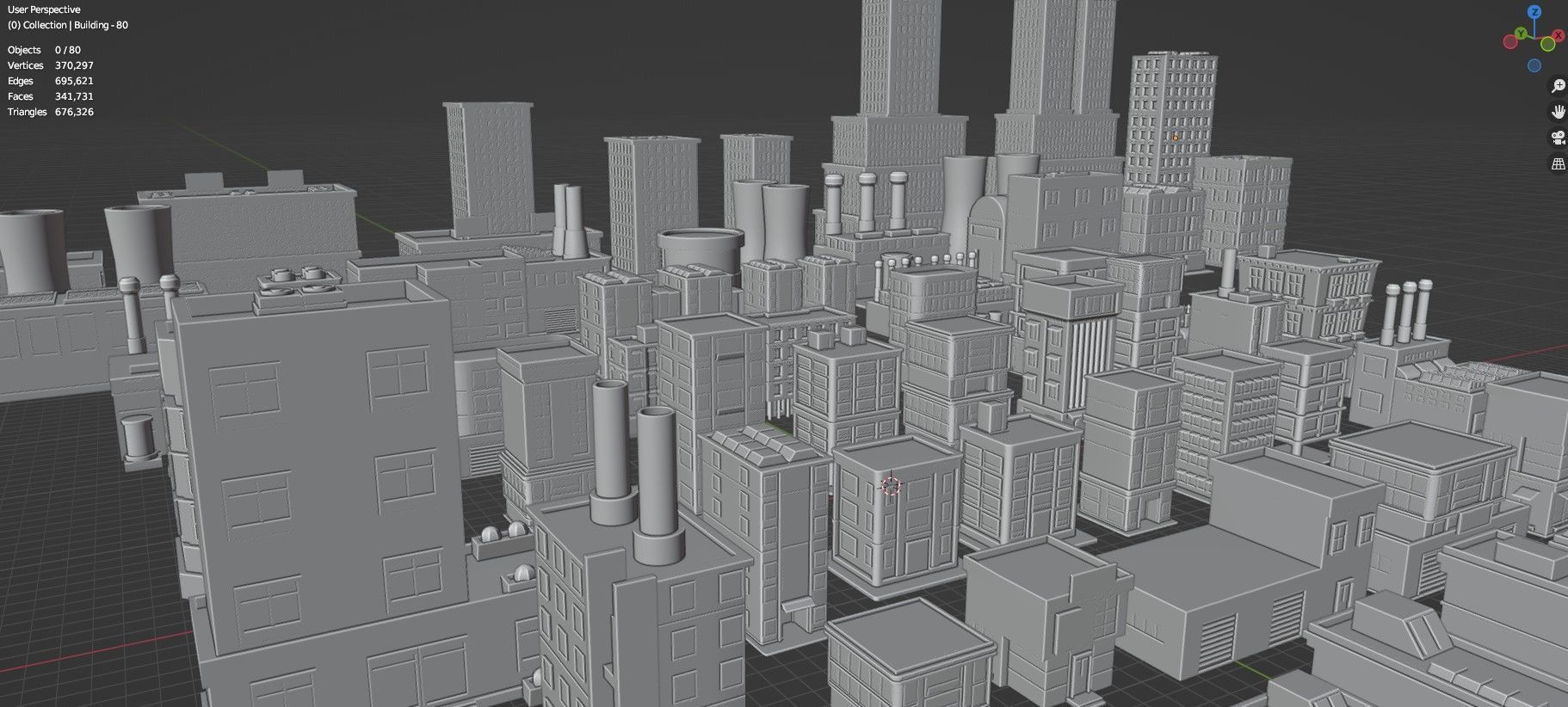 Low Poly City Buildings Pack Of 80 - Game Ready - Untextured  Low-poly 3D model_44
