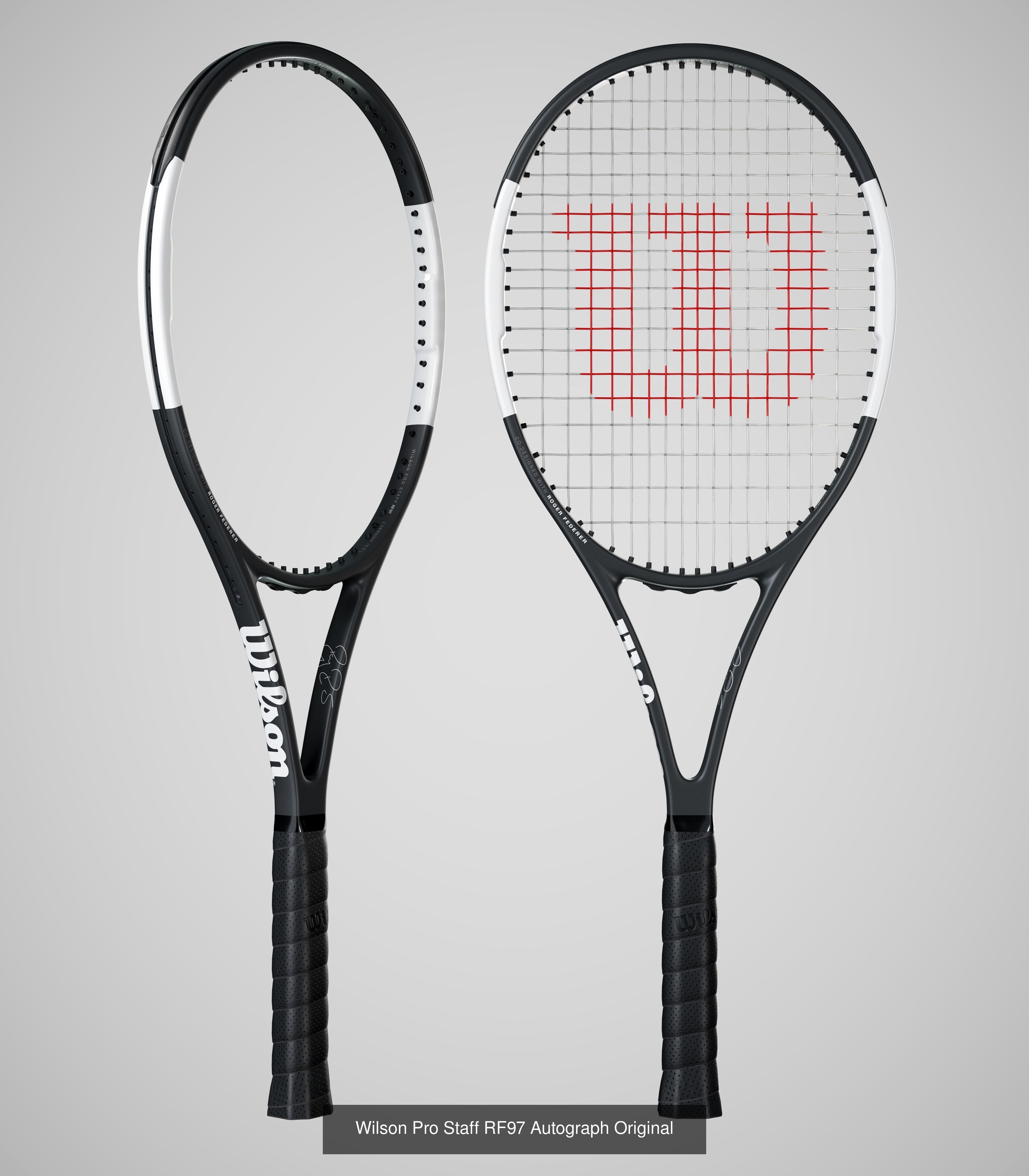 Wilson Pro Staff RF97 Autograph Rackets and ball 3D Model Collection_5