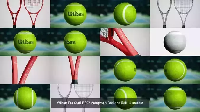 Wilson Pro Staff RF97 Autograph Red and Ball 3D Model Collection
